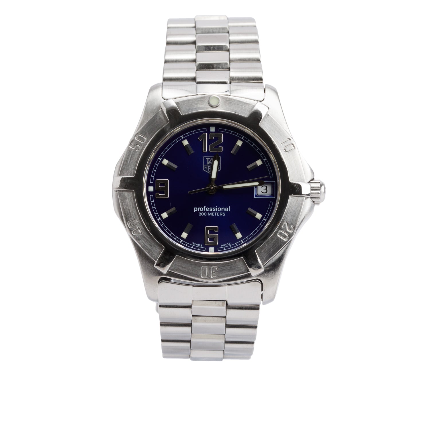 Tag Heuer Stainless Steel 2000 Classic 38 MM Quartz Watch Blue Dial WN1112