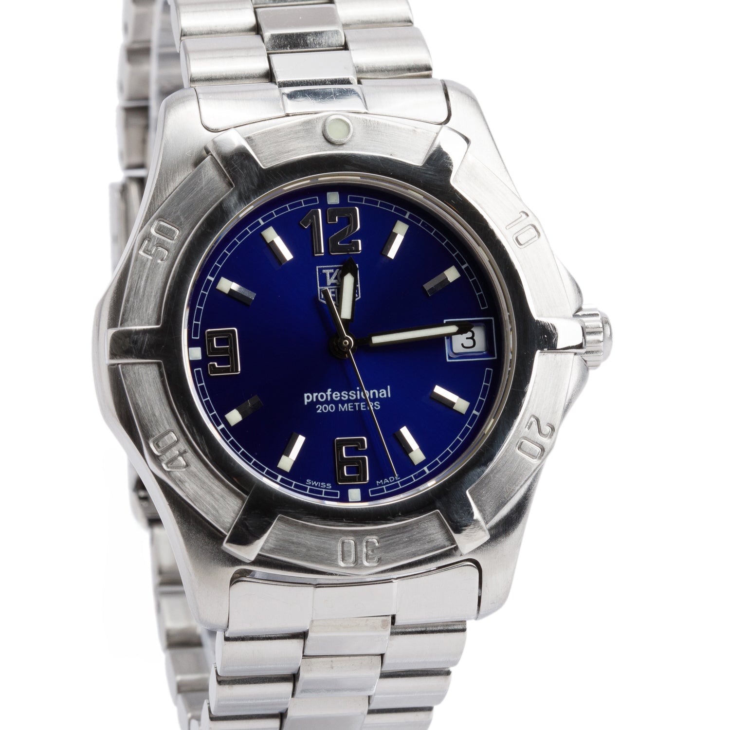 Tag Heuer Stainless Steel 2000 Classic 38 MM Quartz Watch Blue Dial WN1112
