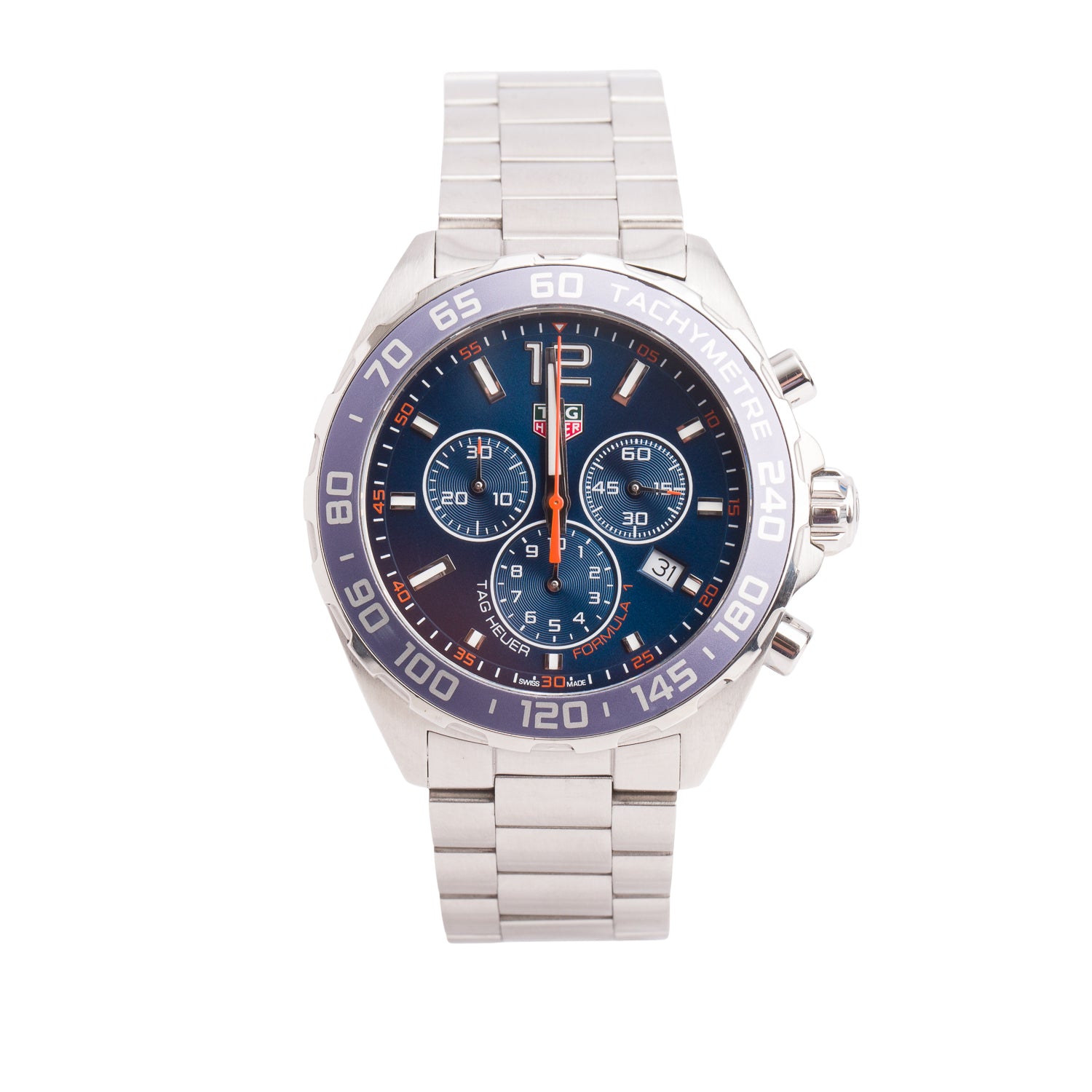 Tag Heuer 2021 Stainless Steel Formula 1 43 MM Chronograph Quartz Watch Blue Dial CAZ1014 w/ Box & Papers