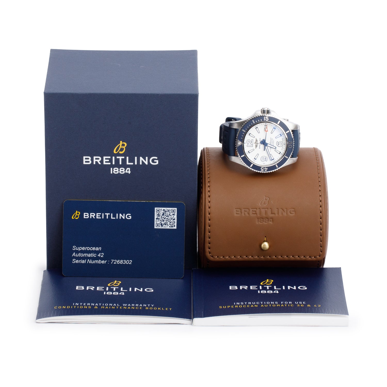 Breitling Stainless Steel Superocean 42 MM Automatic Watch White Dial A17366 w/ Box
