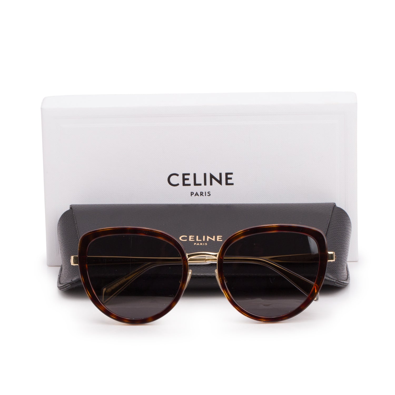Celine CL40203U Havana Acetate Cat Eye Sunglasses w/ Box & Case