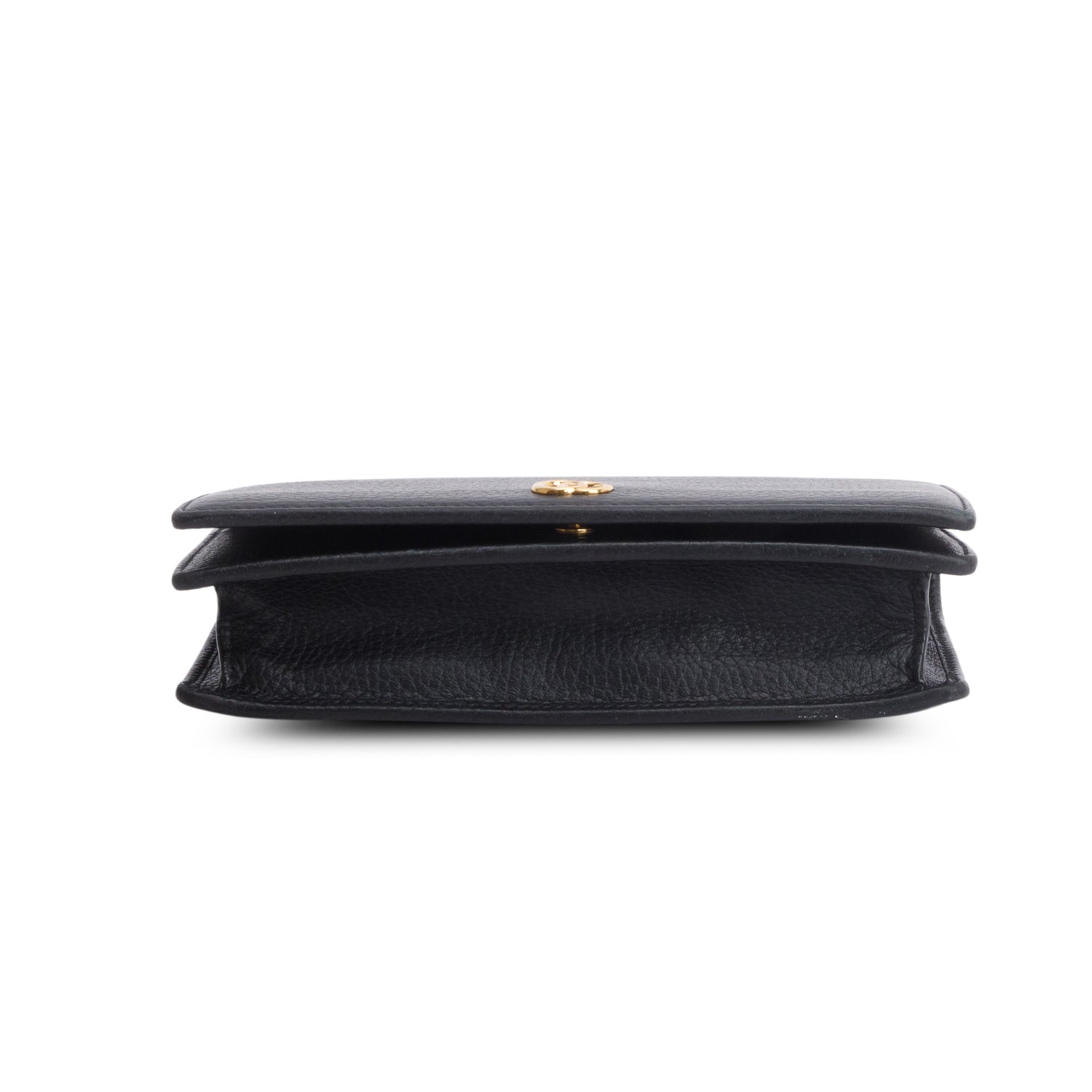 Gucci Black Dollar Calfskin Mini GG Marmont Wallet On Chain