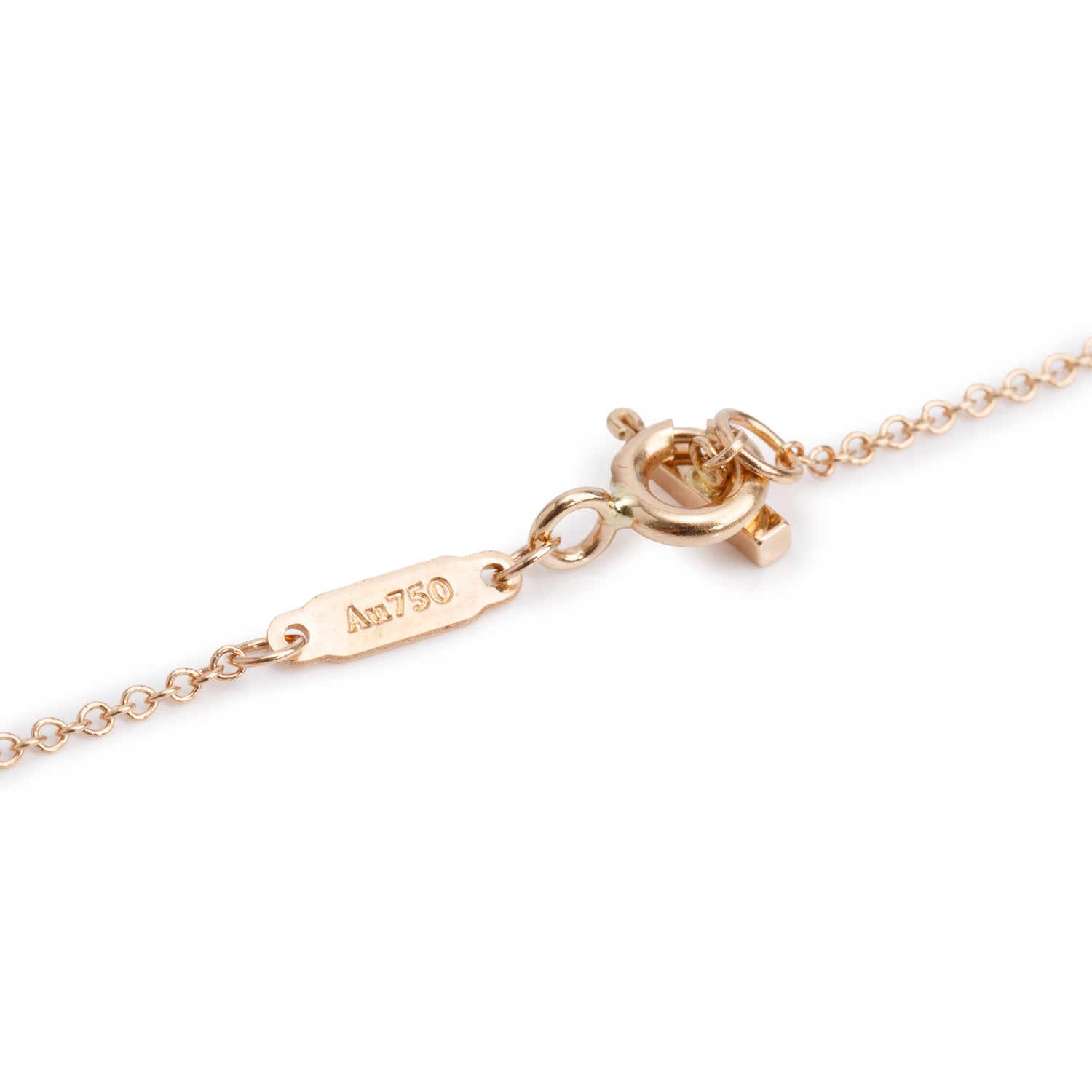 Tiffany & Co. 18k Rose Gold Diamond Small T Smile Pendant Necklace w/ Box