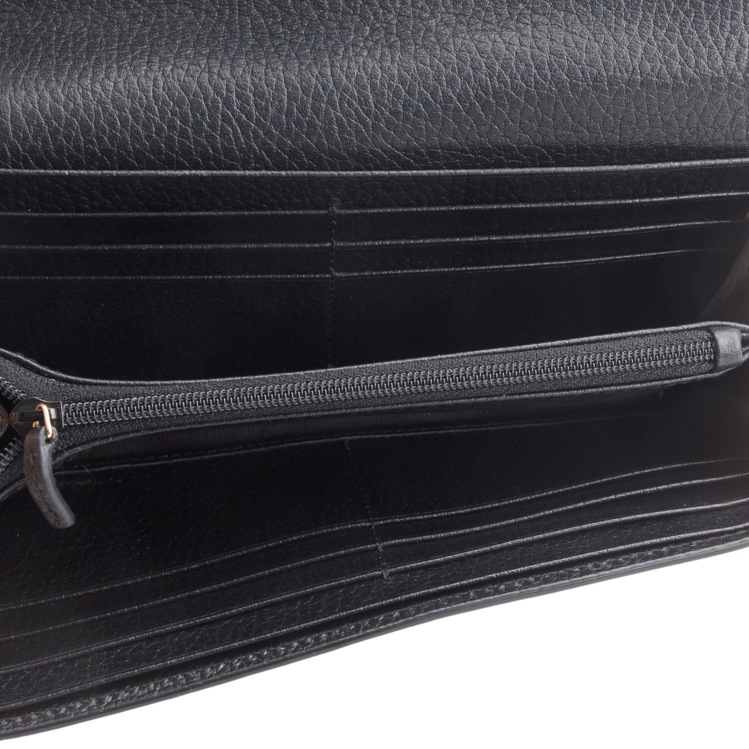 Gucci Black Leather Interlocking GG Continental Wallet