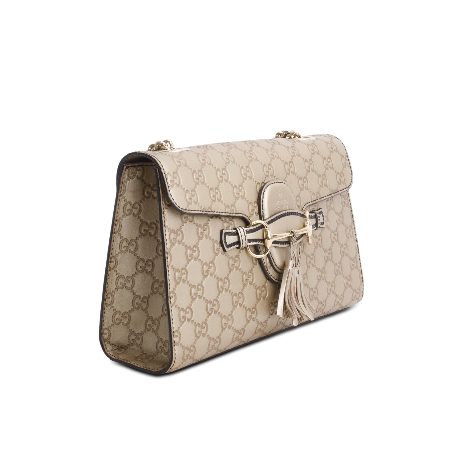 Gucci Metallic Brown Signature Leather Medium Emily Chain Shoulder Bag