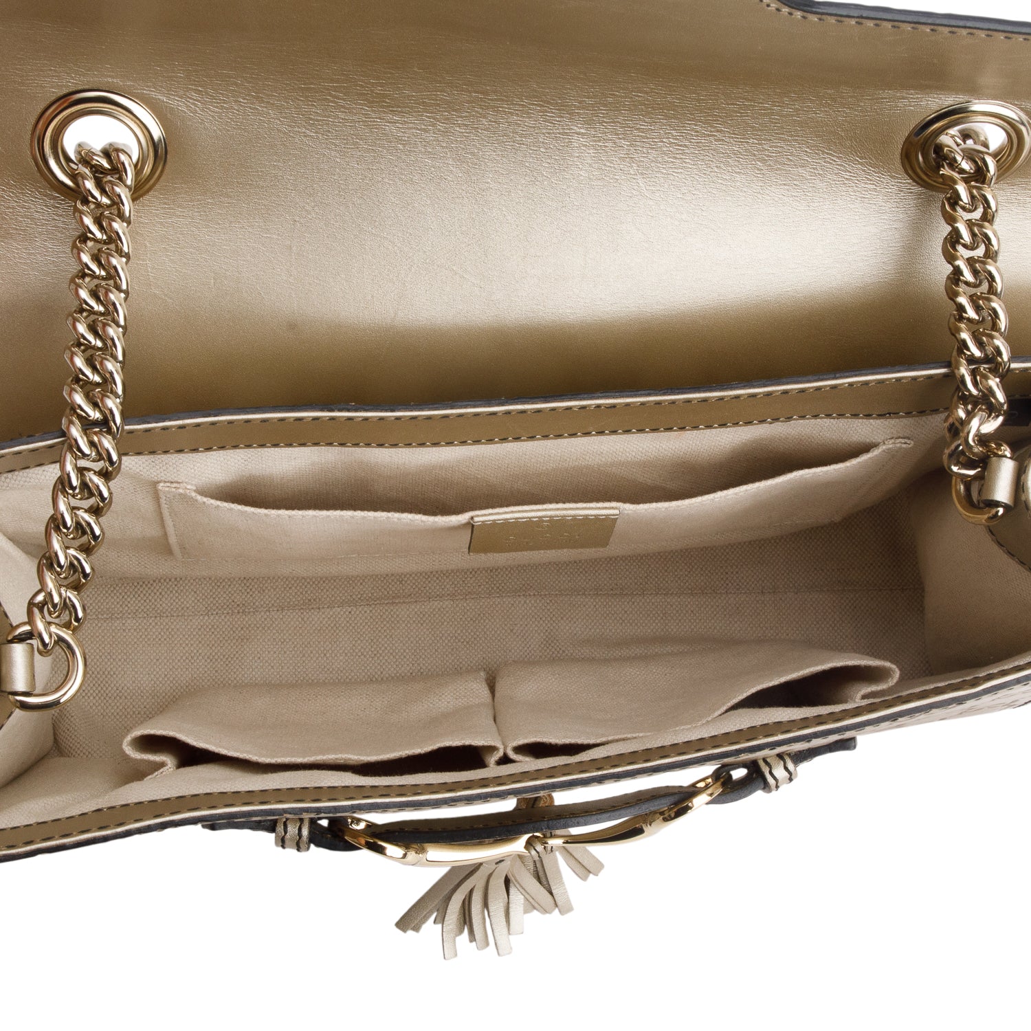 Gucci Metallic Brown Signature Leather Medium Emily Chain Shoulder Bag