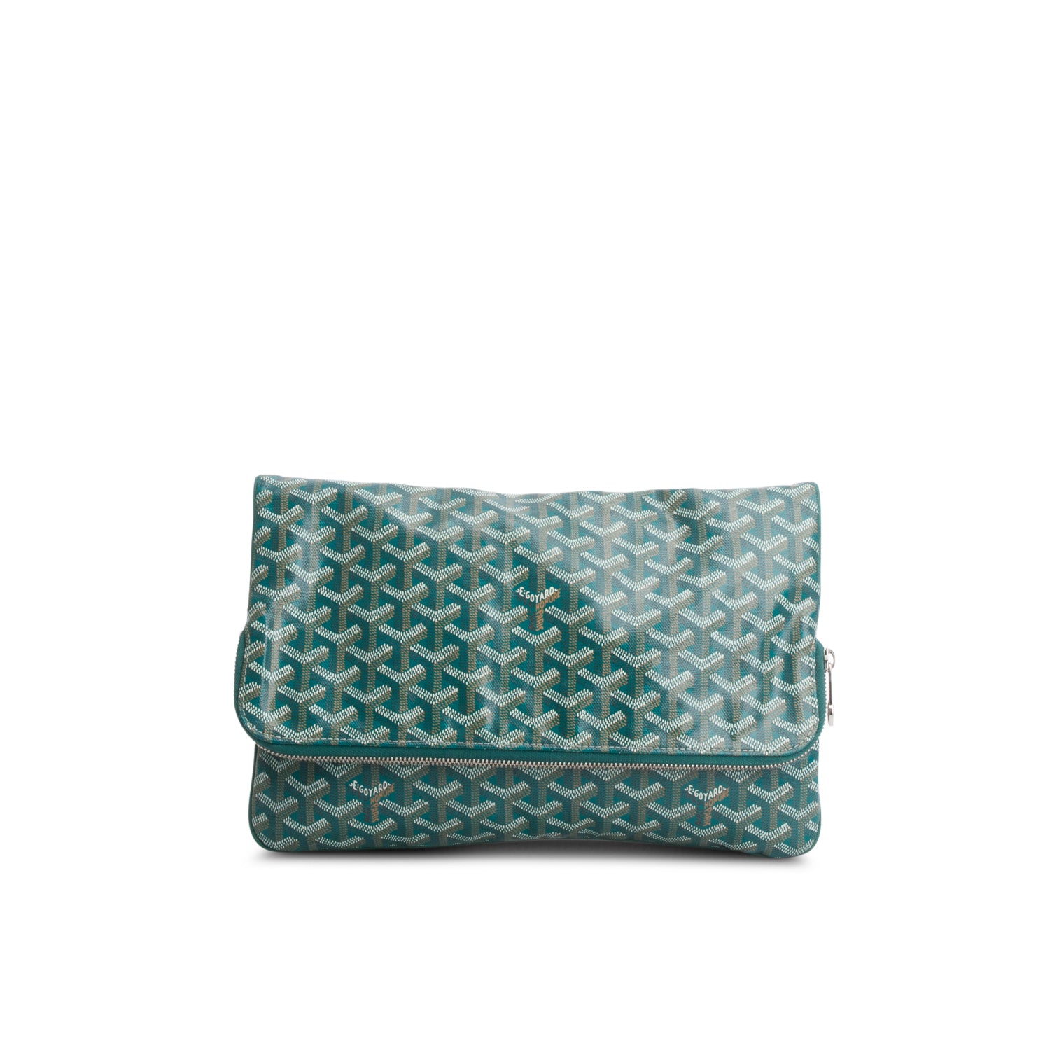 Goyard 2022 Green Leather & Monogram Canvas Sainte-Marie Foldable Clutch