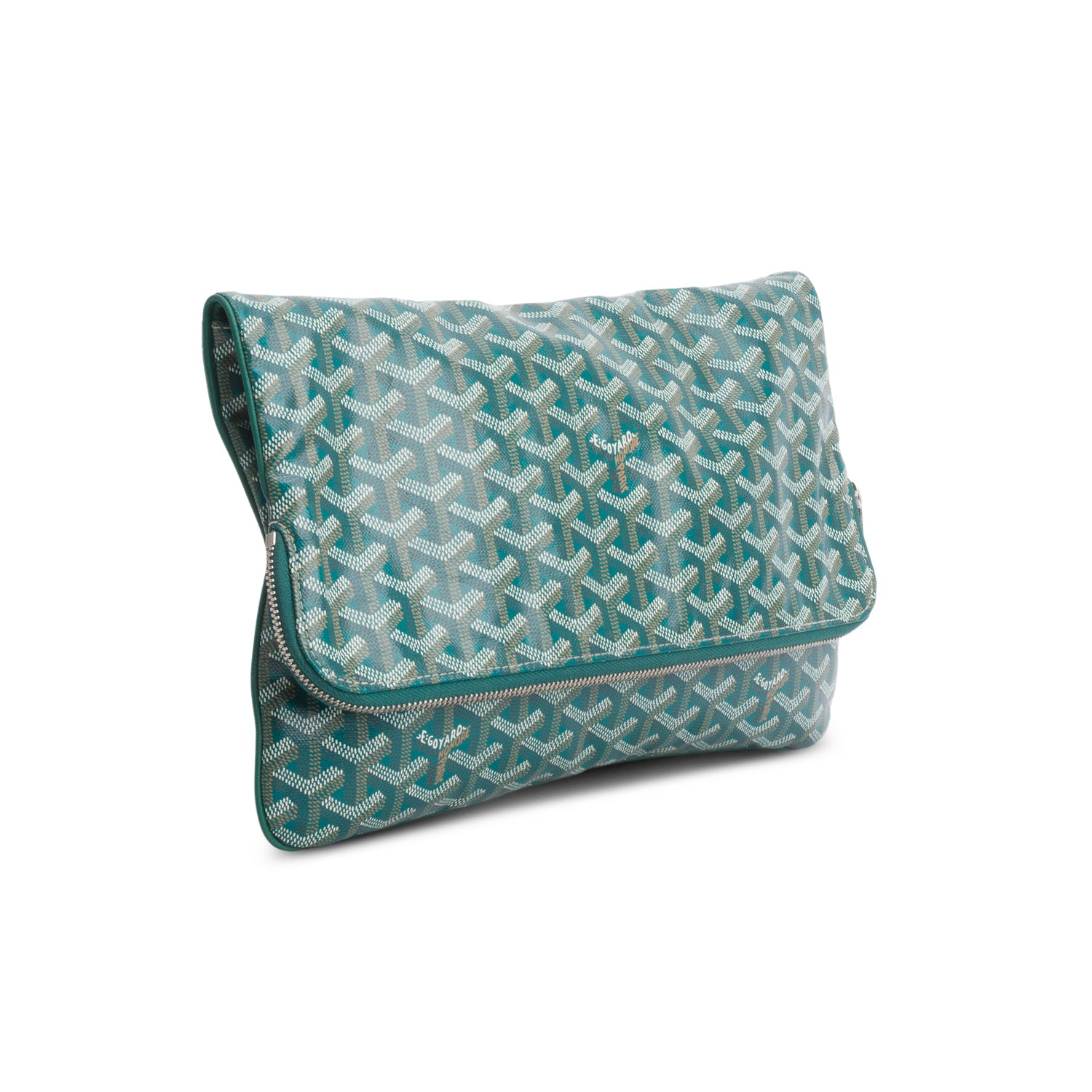 Goyard 2022 Green Leather & Monogram Canvas Sainte-Marie Foldable Clutch