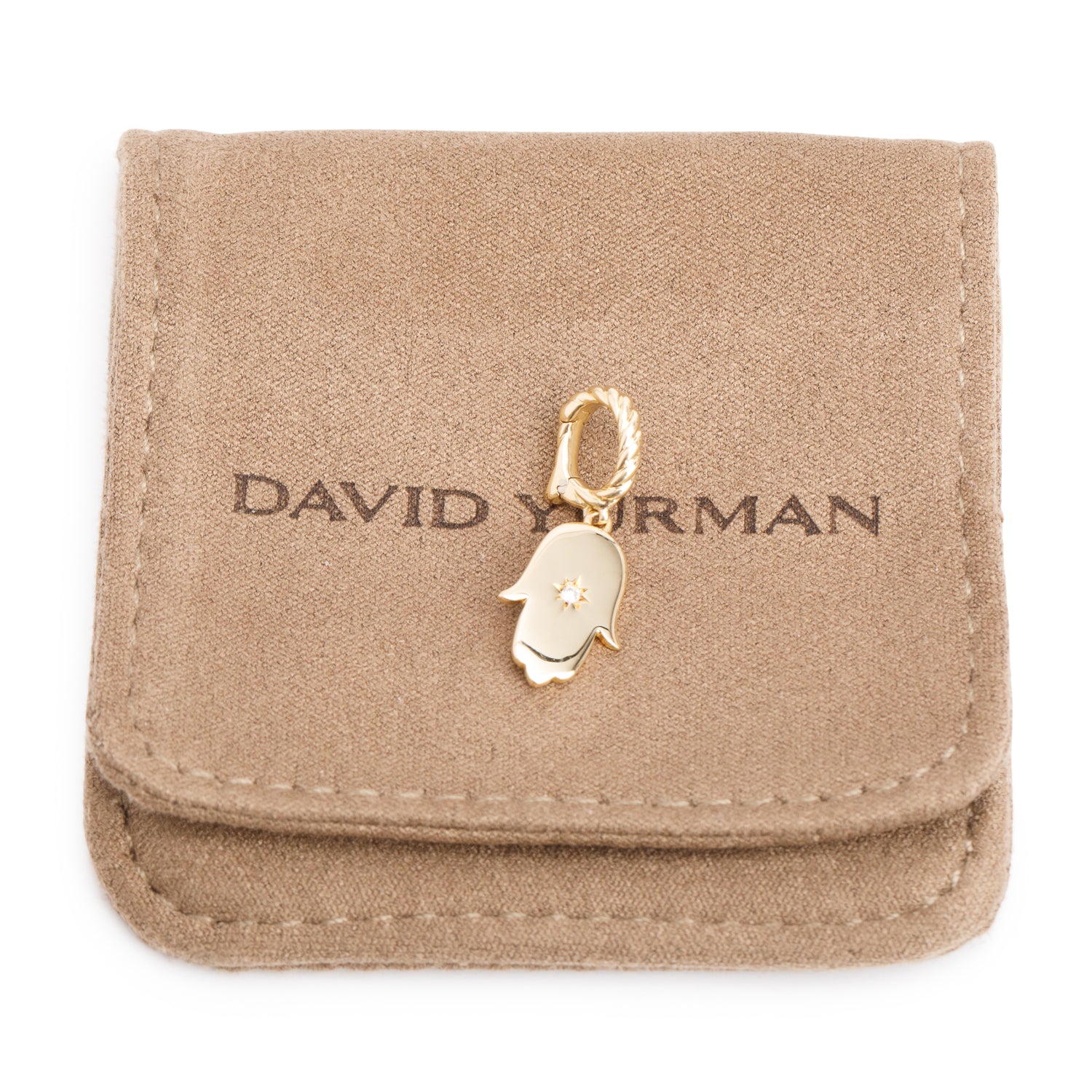 David Yurman 18k Yellow Gold Diamond Hamsa Amulet Pendant