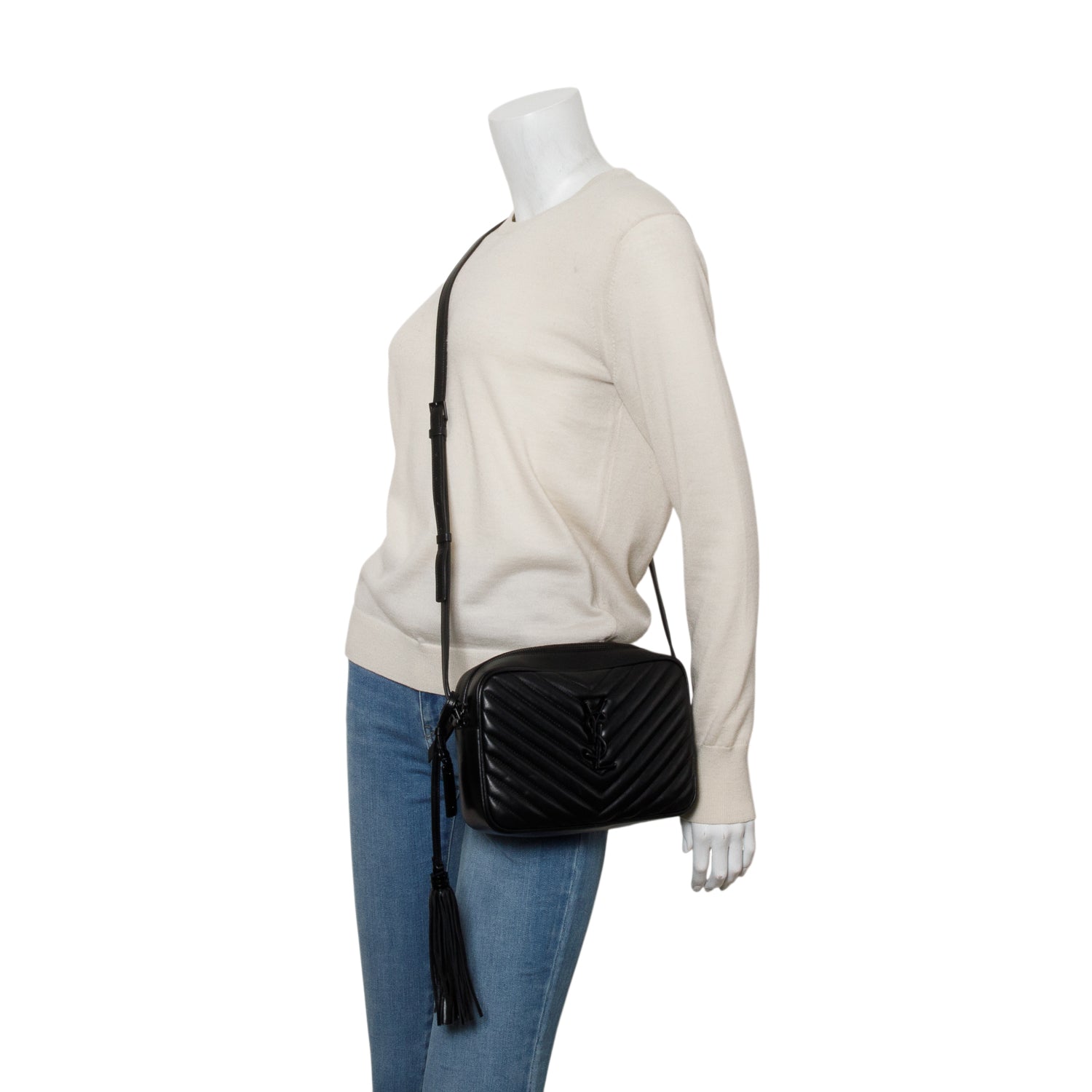 Saint Laurent So Black Calfskin Matelasse Monogram Lou Camera Bag