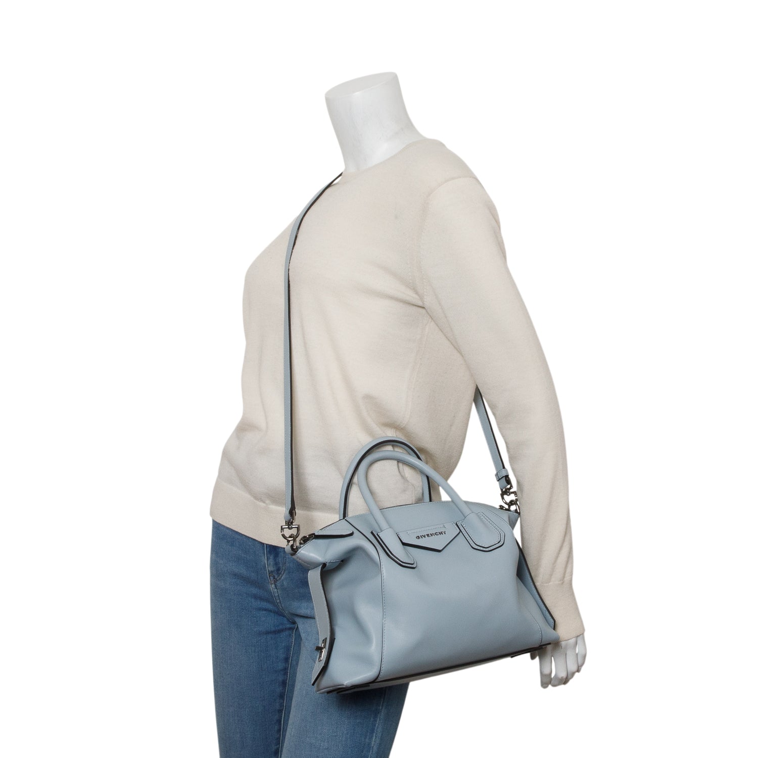 Givenchy 2020 Blue Calfskin Leather Small Soft Antigona Tote w/ Strap