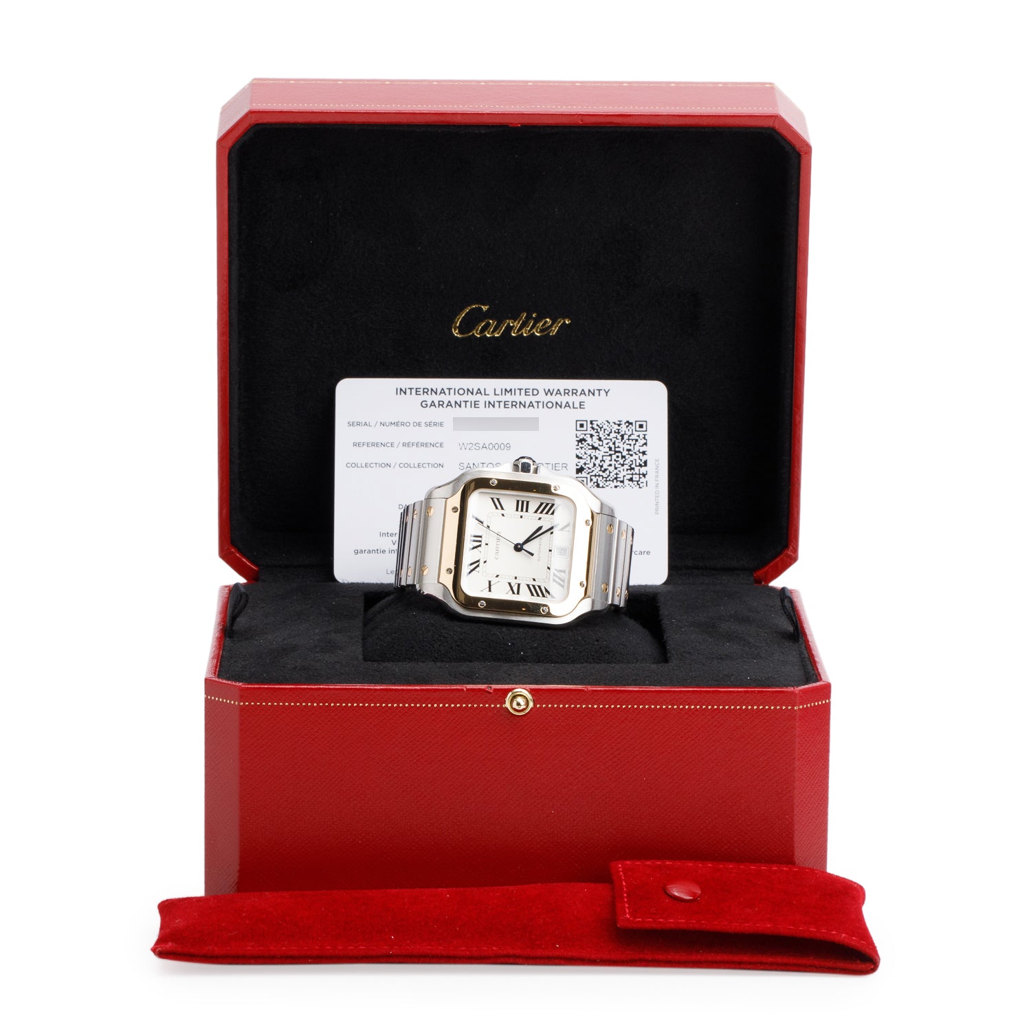 Cartier 2022 Stainless Steel & 18k Yellow Gold Santos de Cartier Automatic Watch, Large Model 4072 w/ Box, Papers & Extra Strap
