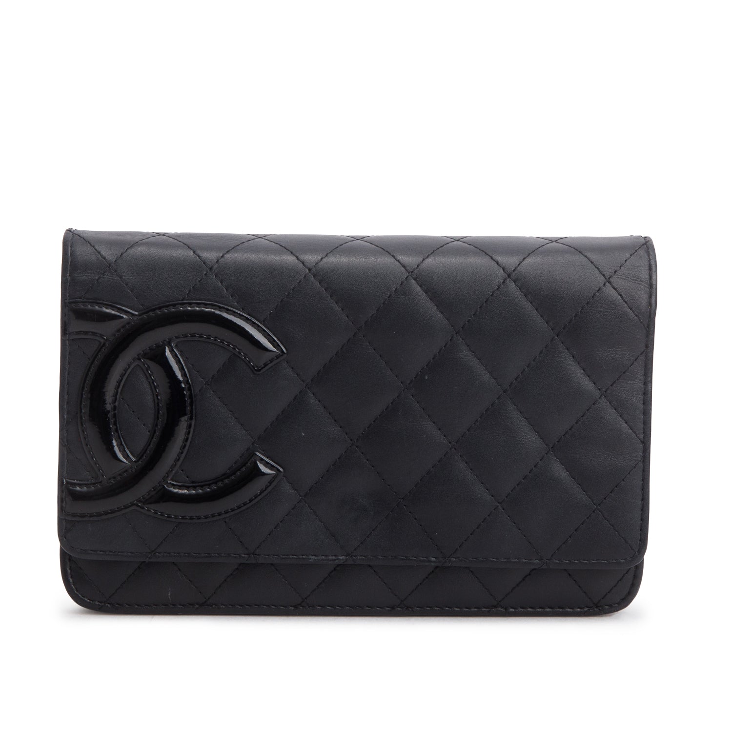 Chanel Black Calfskin Quilted Cambon Wallet on Chain