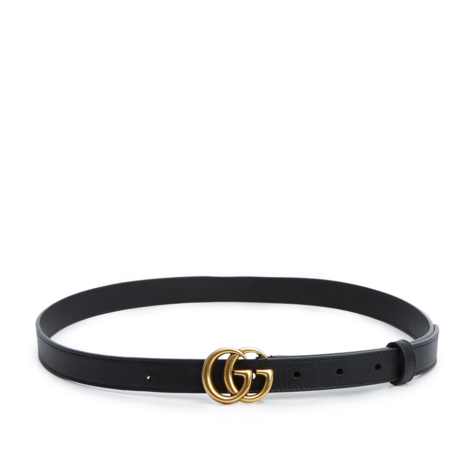Gucci Black Leather GG Marmont Thin Belt, 80 32