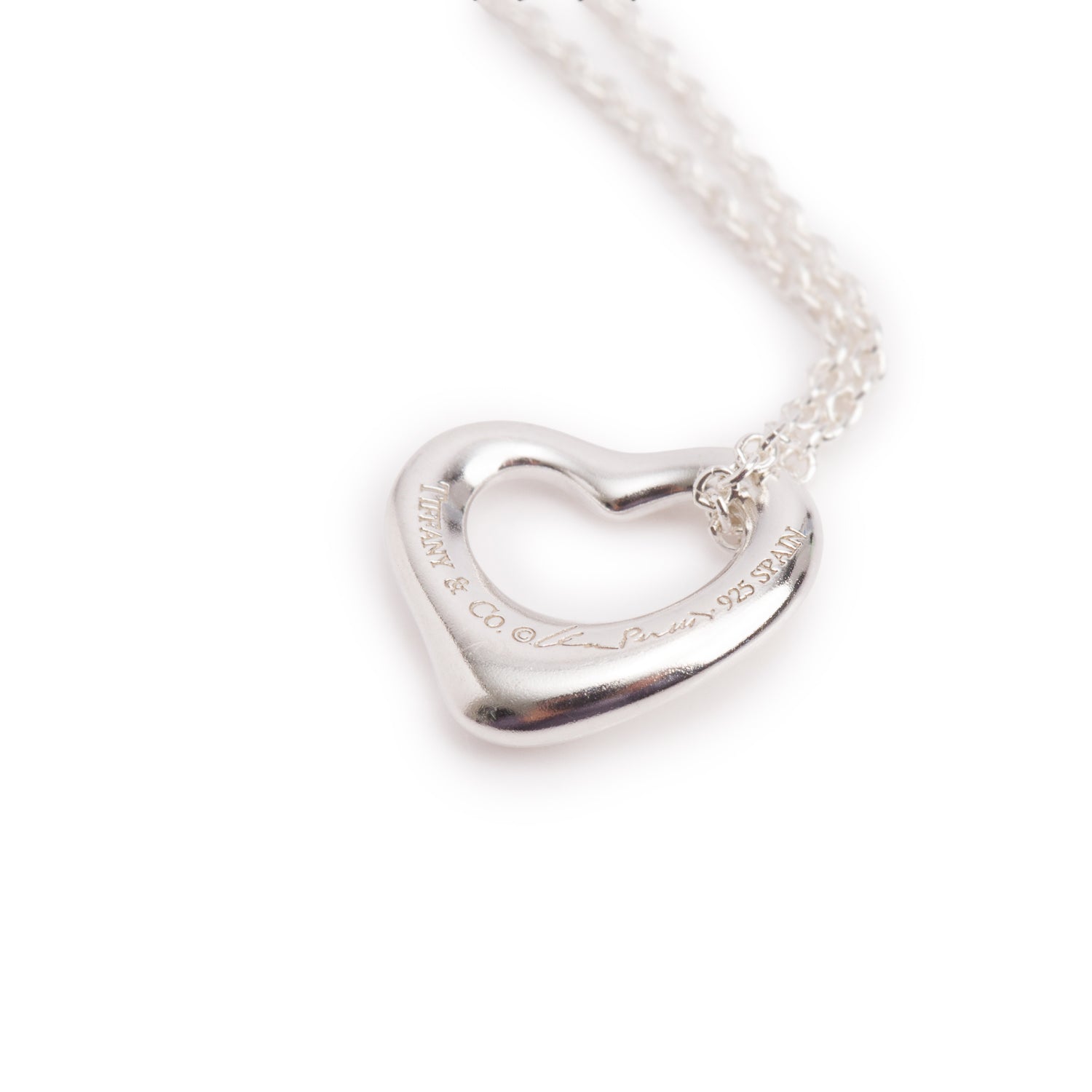 Tiffany & Co. Elsa Peretti Sterling Silver Mini Open Heart Pendant Necklace, 11 MM