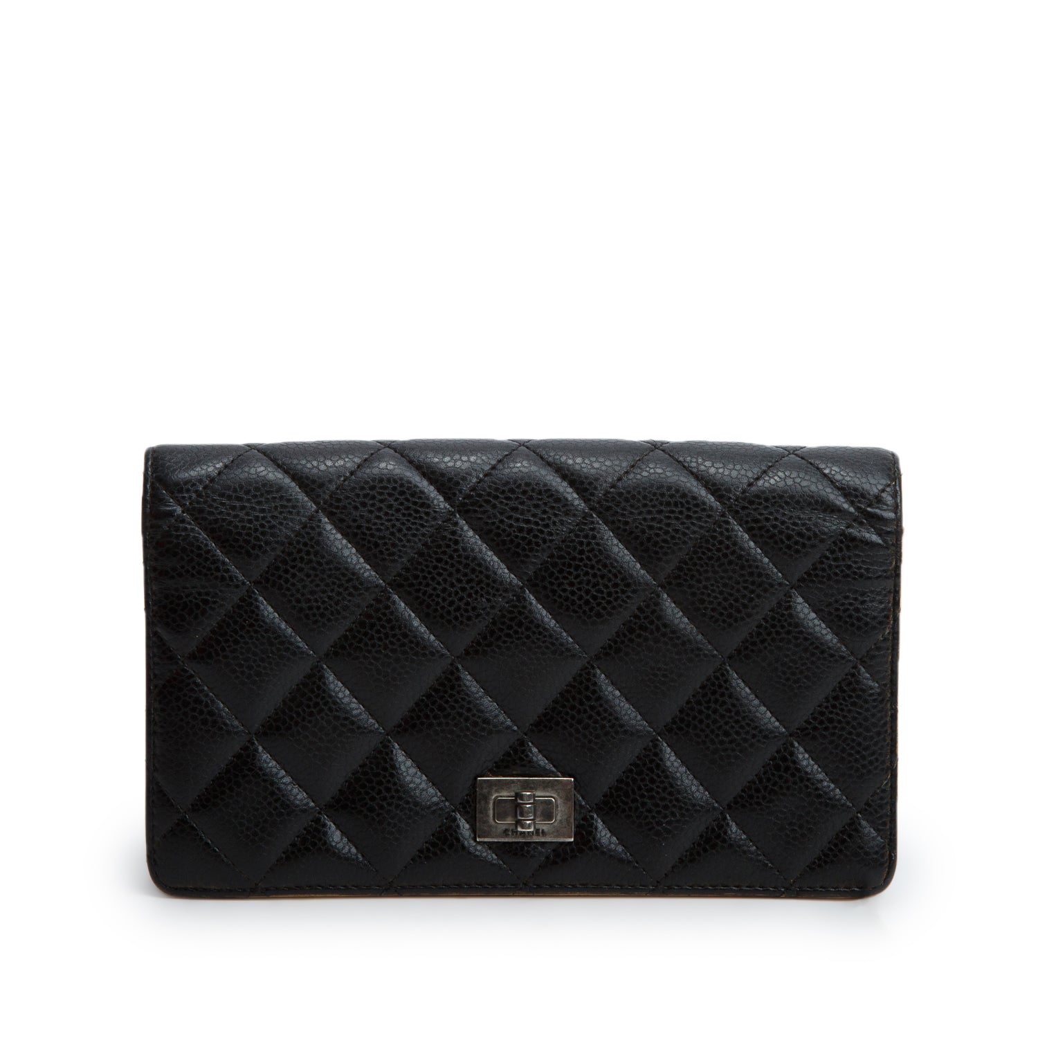 Chanel Black Caviar Quilted Reissue Bi-Fold Wallet w/ Box