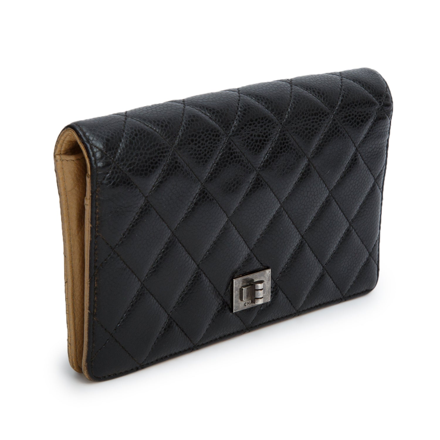 Chanel Black Caviar Quilted Reissue Bi-Fold Wallet w/ Box