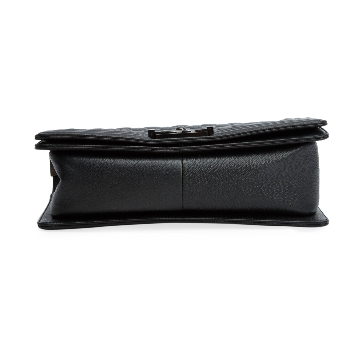 Chanel So Black Caviar Quilted Medium Boy Bag w/ Box & Authenticity Card