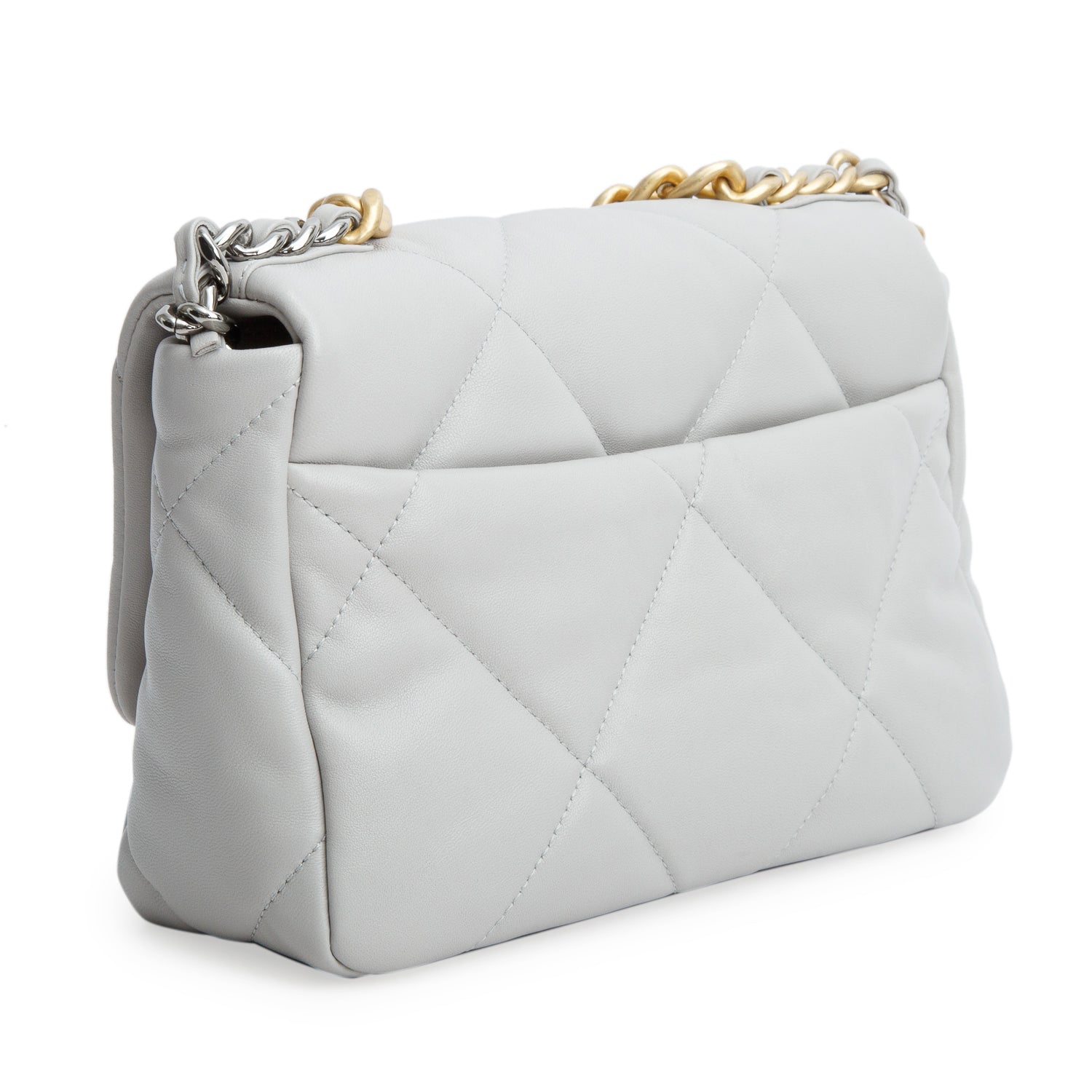 Chanel Grey Lambskin Leather Medium 19 Flap Bag w/ Box