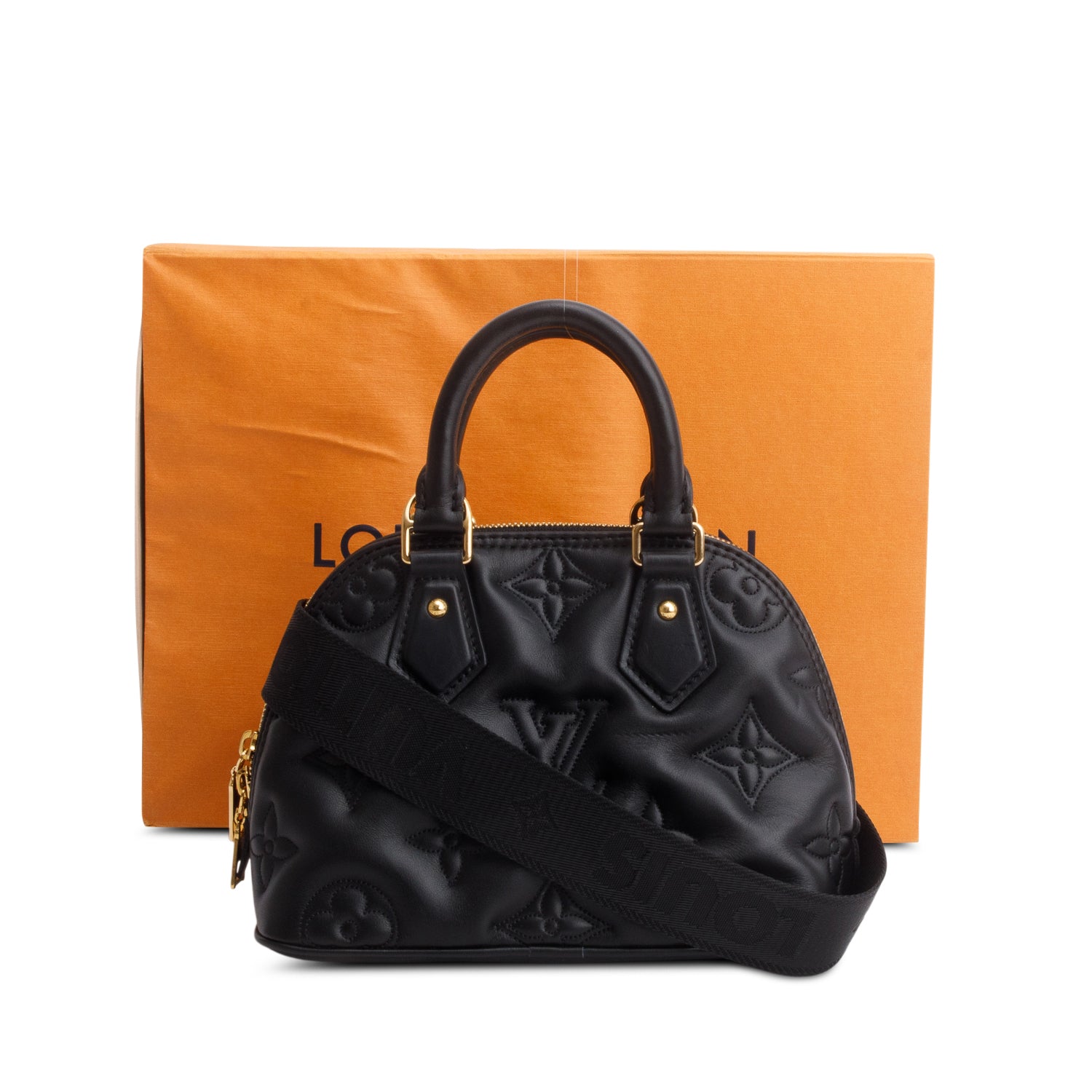 Louis Vuitton Black Calfskin Bubblegram Alma BB w/ Box & Strap