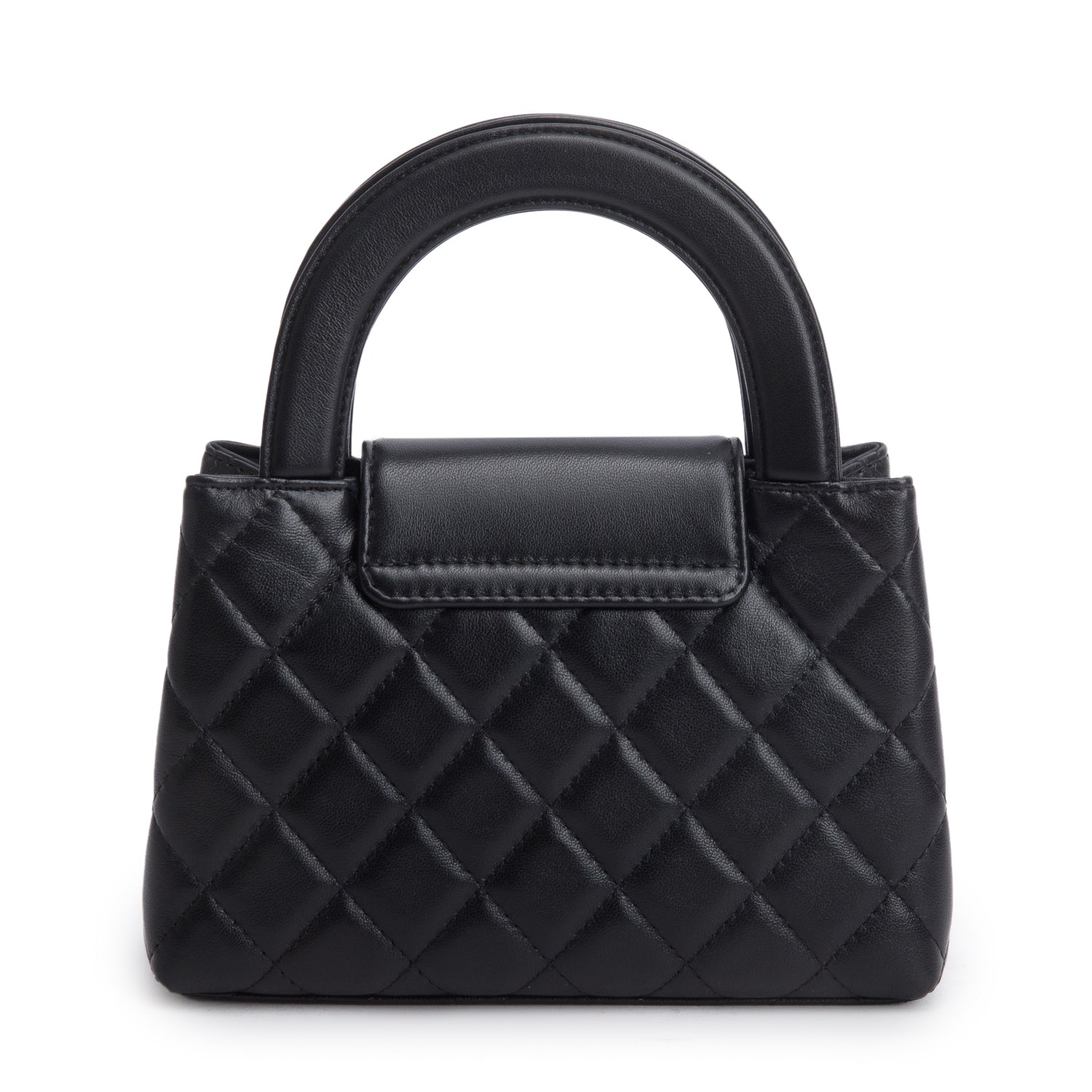 Chanel Black Shiny Aged Calfskin Quilted Nano Kelly Shopper w/ Box