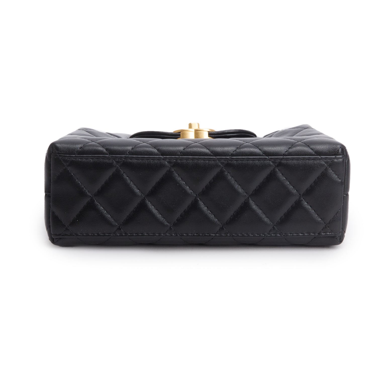 Chanel Black Shiny Aged Calfskin Quilted Nano Kelly Shopper w/ Box