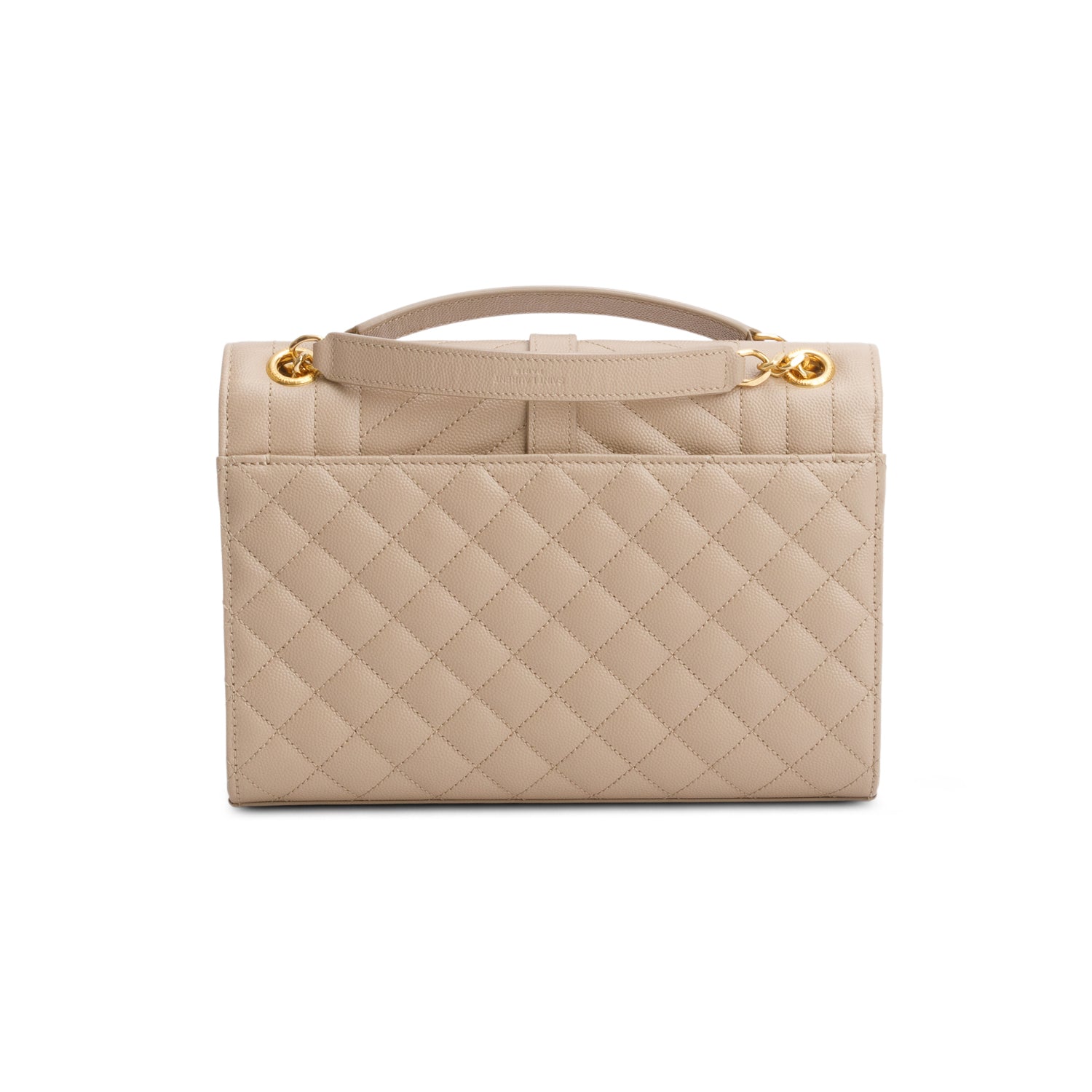 Saint Laurent 2021 Beige Grain De Poudre Matelasse Medium Triquilt Monogram Satchel w Box