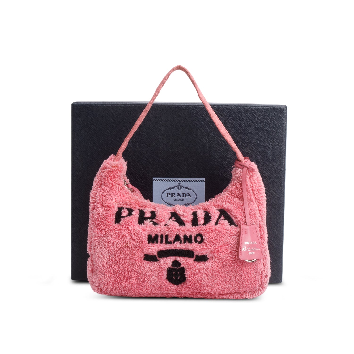 Prada 2021 Pink Terry Cloth Mini Re-Edition 2000 Bag w/ Box & Authenticity Card