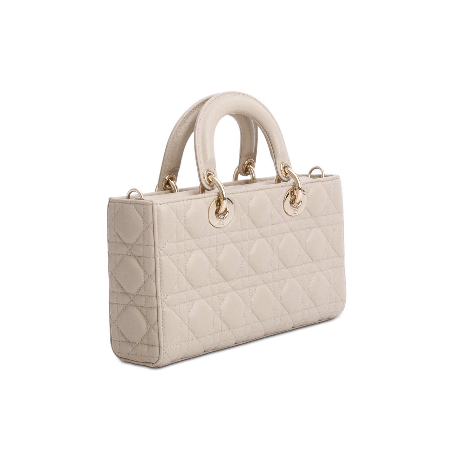 Christian Dior 2023 Beige Lambskin Cannage Medium Lady D-Joy w/ Box & Straps