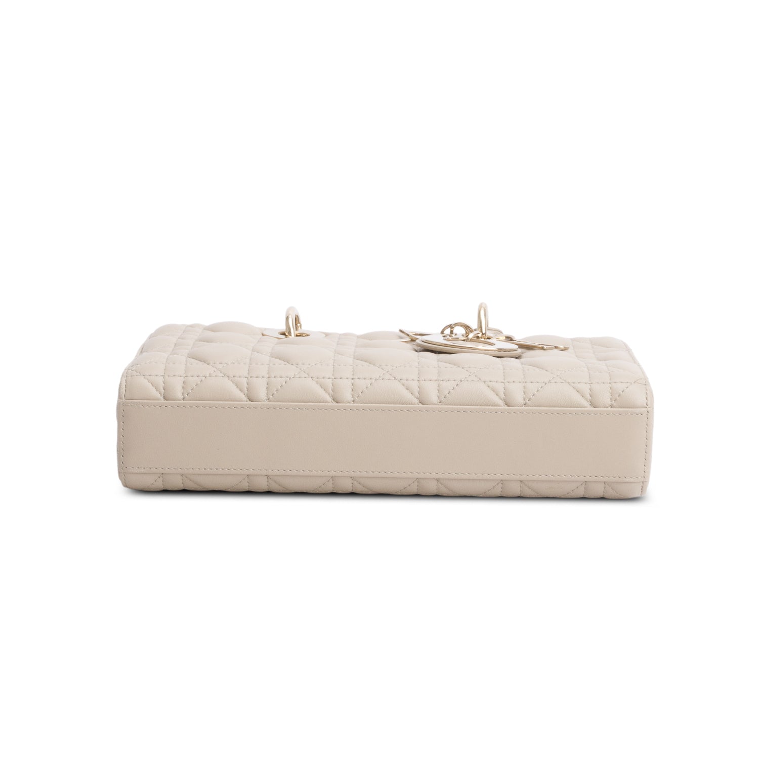 Christian Dior 2023 Beige Lambskin Cannage Medium Lady D-Joy w/ Box & Straps