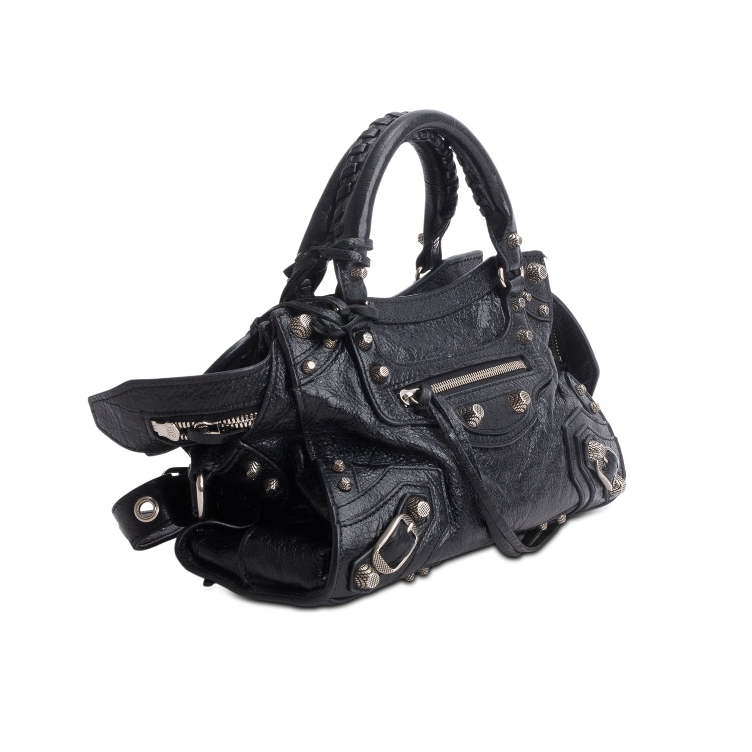 Balenciaga Black Agneau Arena Neo Cagole Handbag XS w/ Strap