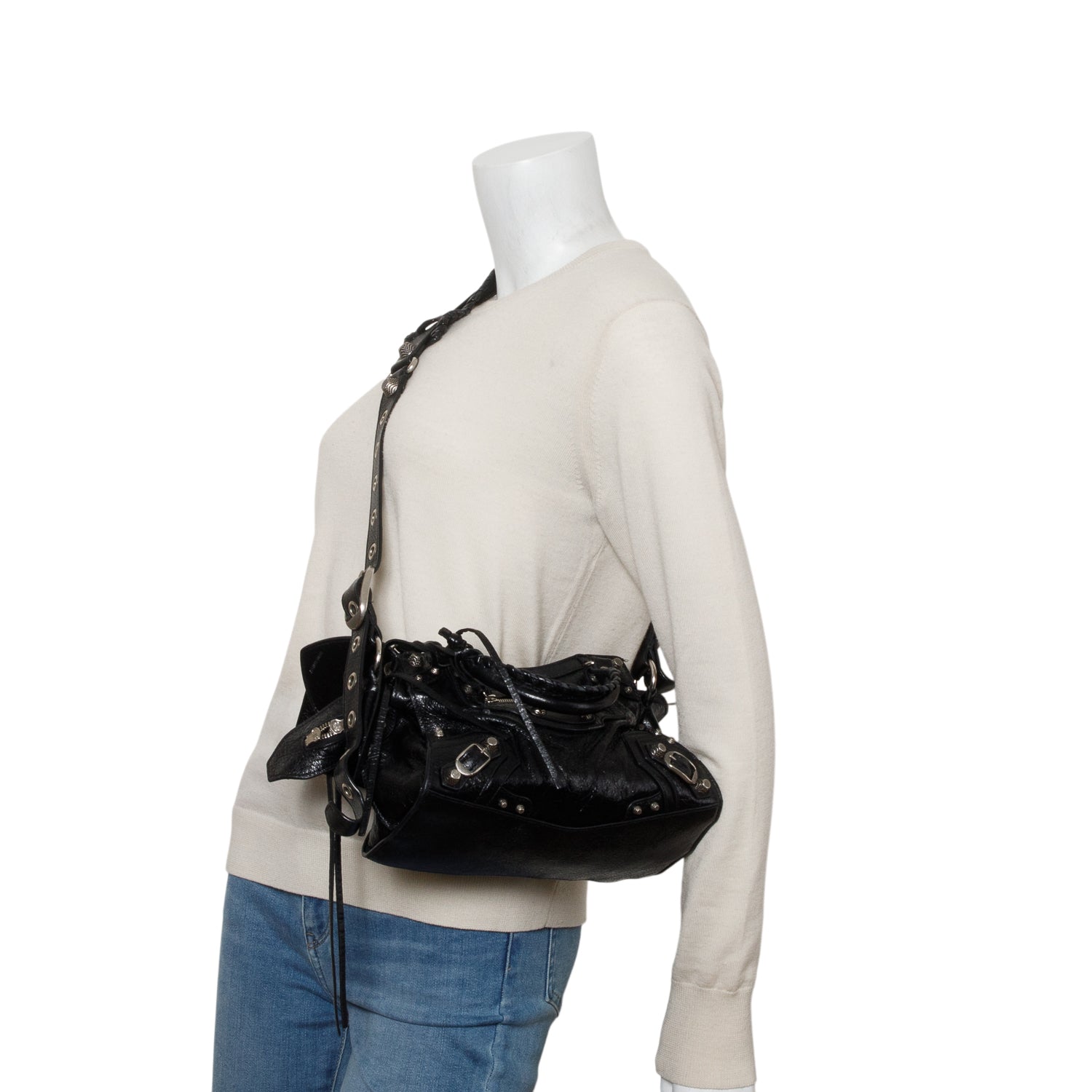 Balenciaga Black Agneau Arena Neo Cagole Handbag XS w/ Strap