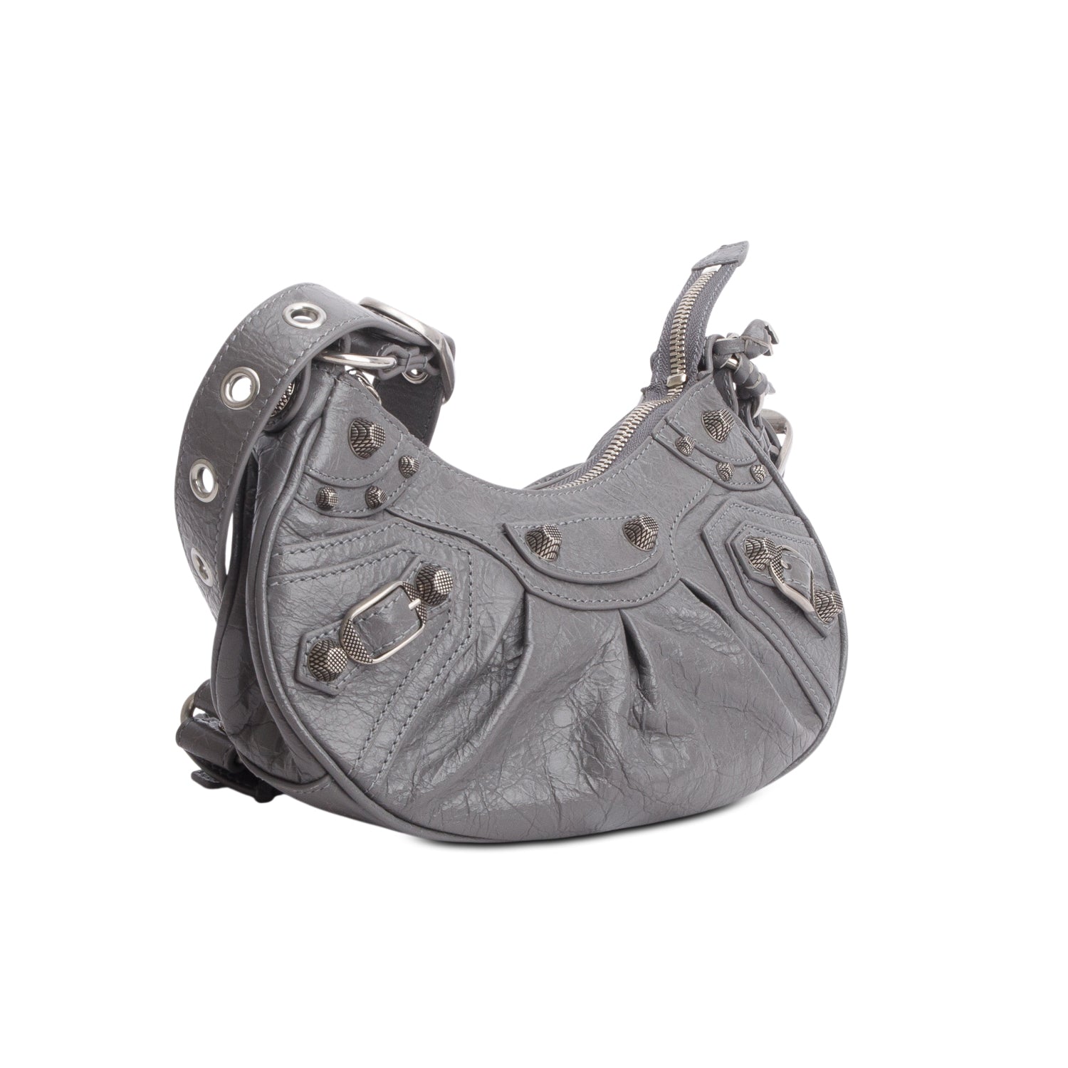 Balenciaga Grey Agneau Arena Le Cagole Shoulder Bag XS