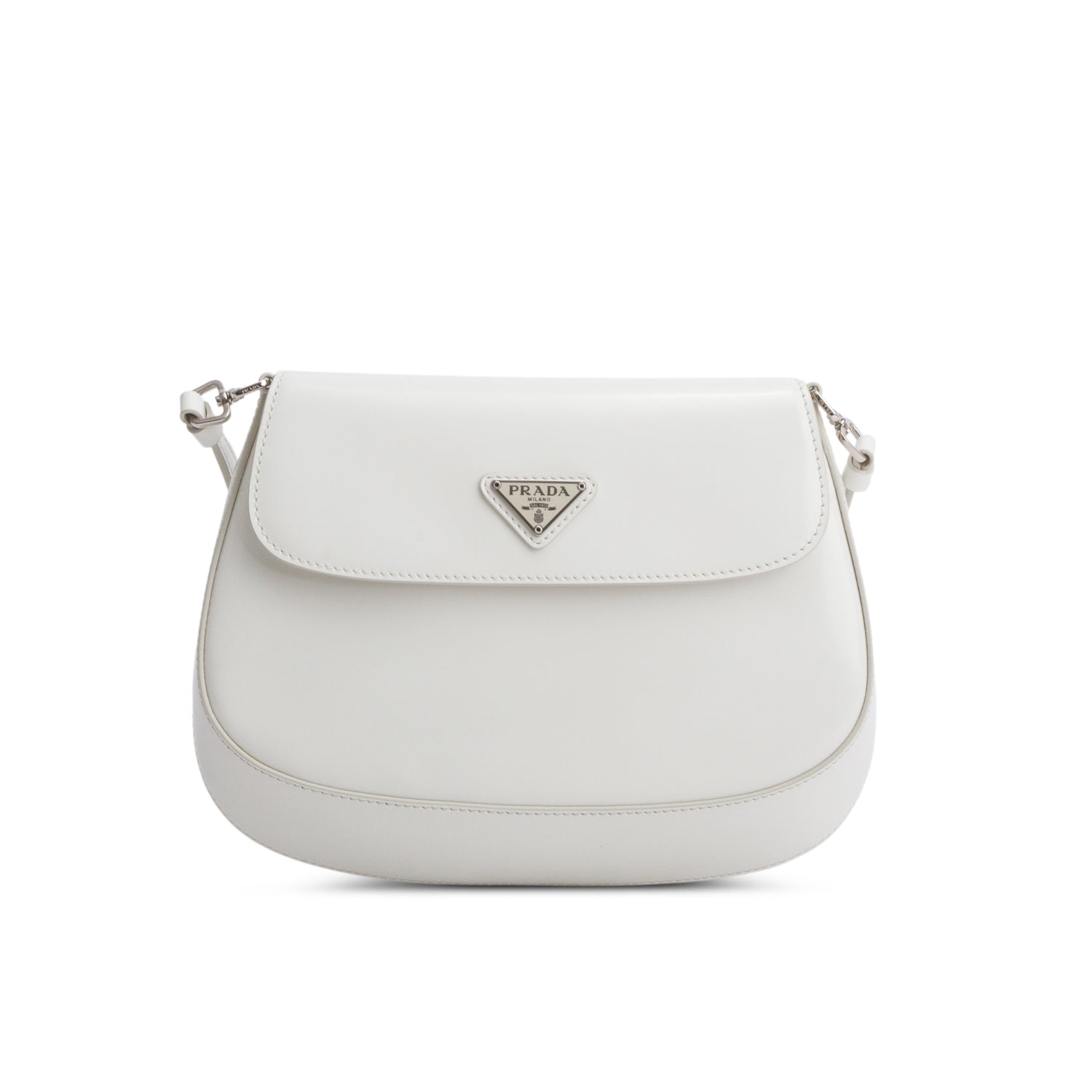 Prada White Spazzolato Small Cleo Shoulder Bag w/ Box