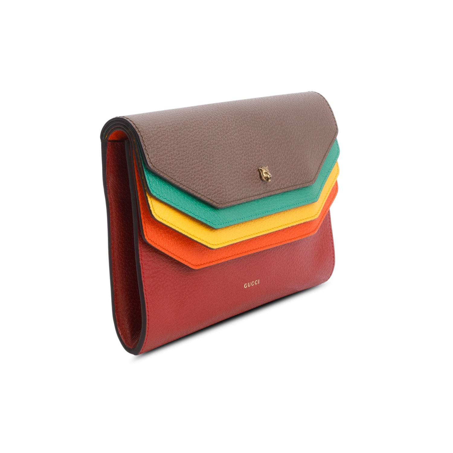 Gucci Multicolor Dollar Calfskin Envelope Flap Clutch