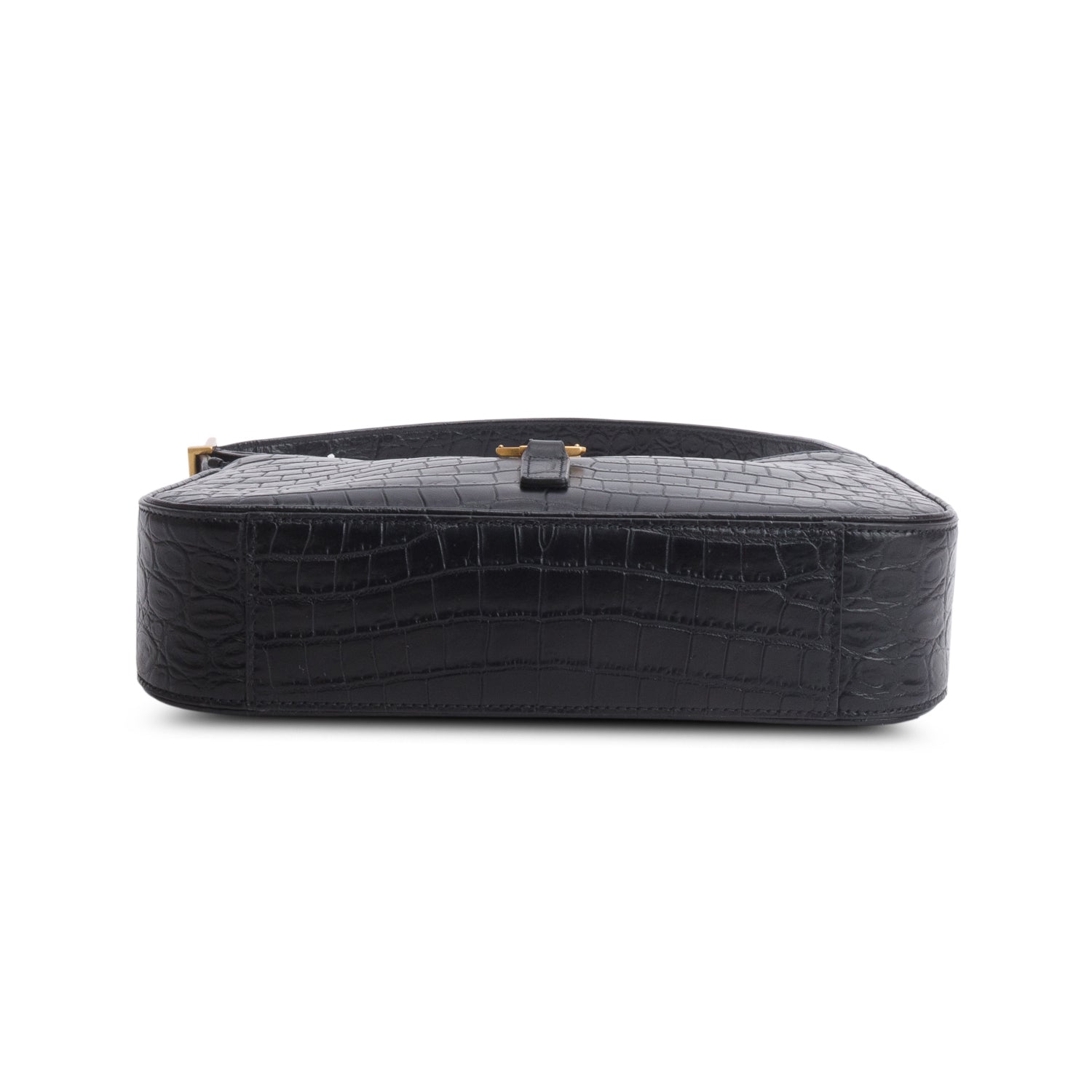 Saint Laurent 2023 Black Croc Embossed Le 5 a 7 Hobo
