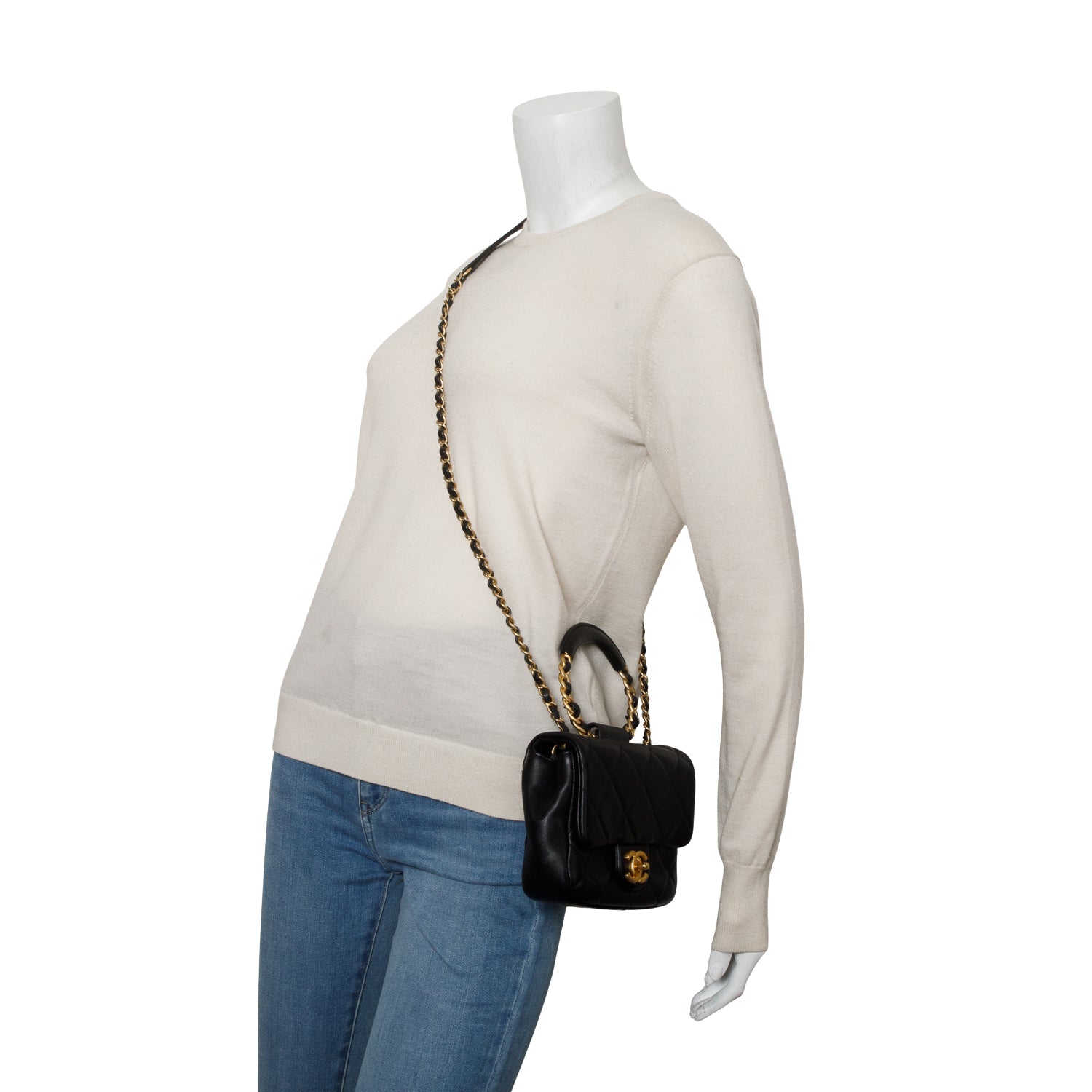 Chanel Black Quilted Lambskin Leather Small In The Loop Flap Bag w/ Authenticity Card