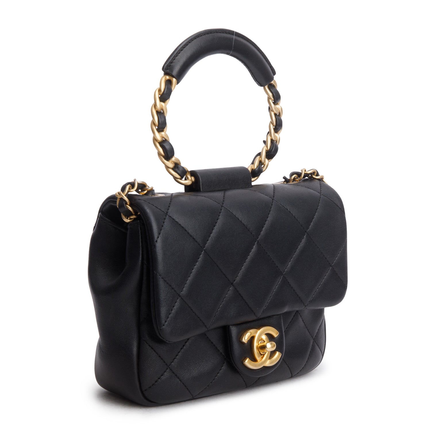 Chanel Black Quilted Lambskin Leather Small In The Loop Flap Bag w/ Authenticity Card