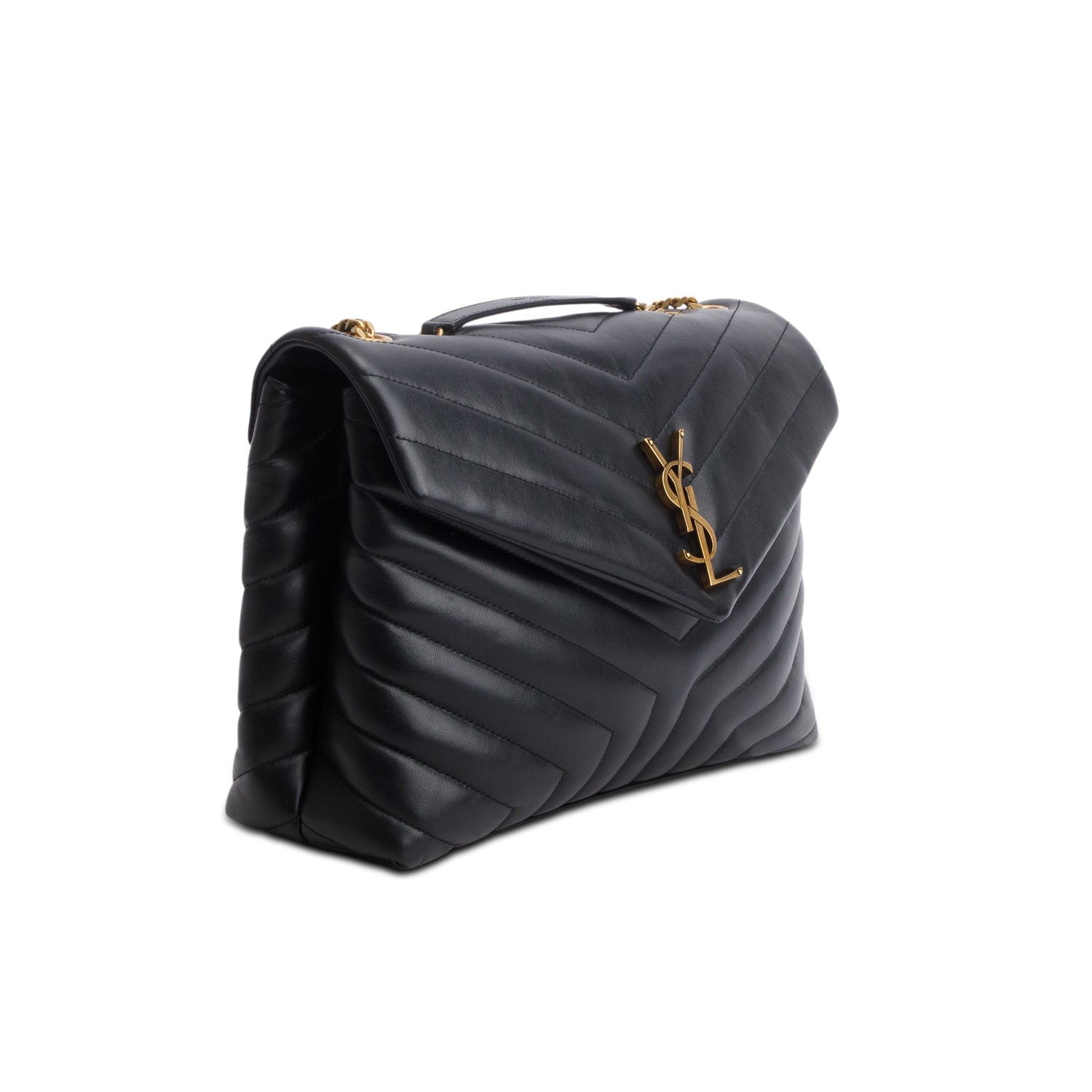 Saint Laurent Black Calfskin Y Quilted Medium Loulou Chain Satchel