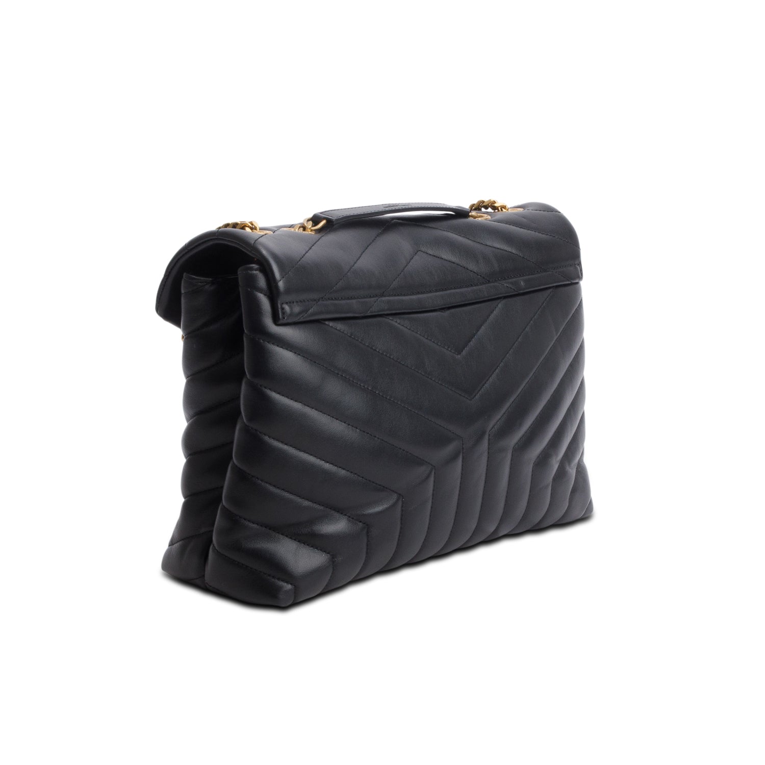 Saint Laurent Black Calfskin Y Quilted Medium Loulou Chain Satchel