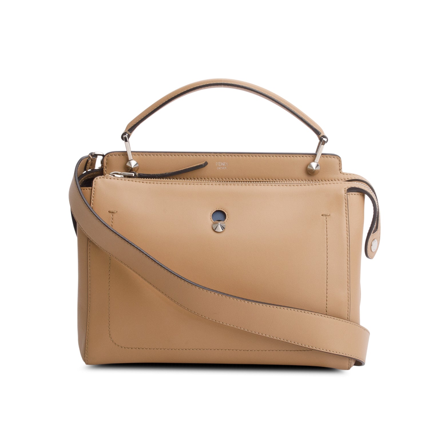Fendi Brown Vitello Baltico Dolce DotCom Satchel w/ Strap