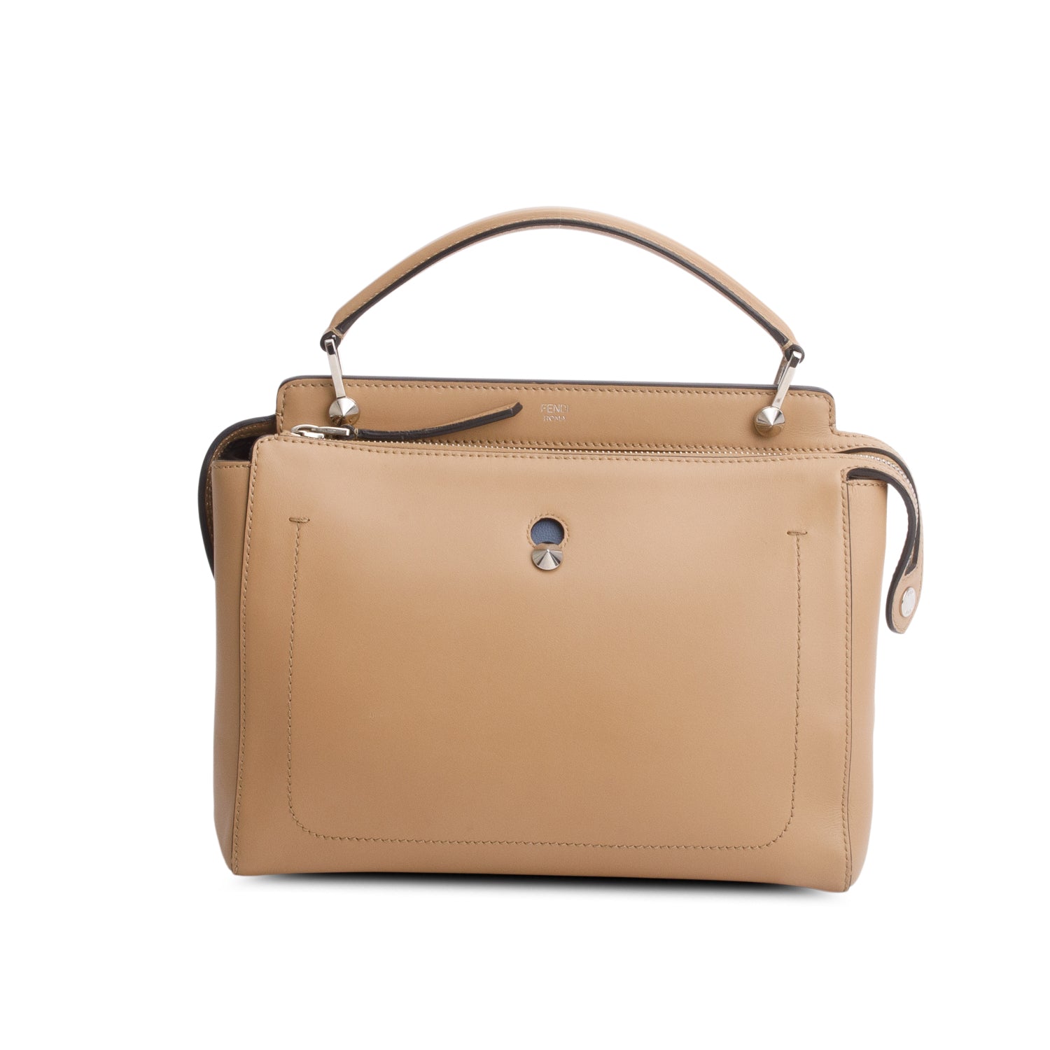 Fendi Brown Vitello Baltico Dolce DotCom Satchel w/ Strap
