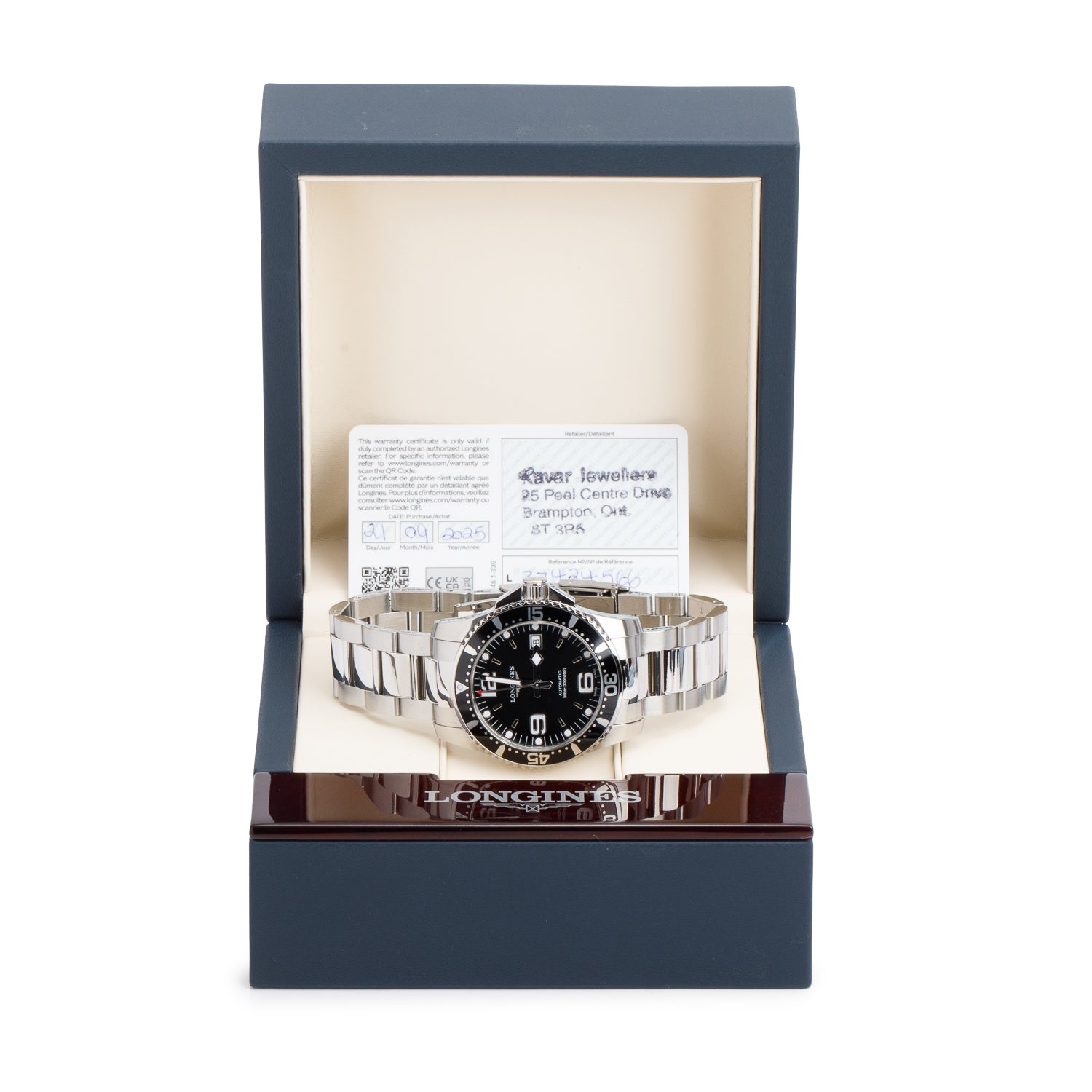 Longines 2025 Stainless Steel HydroConquest 41 MM Automatic Watch Black Dial w/ Box & Papers