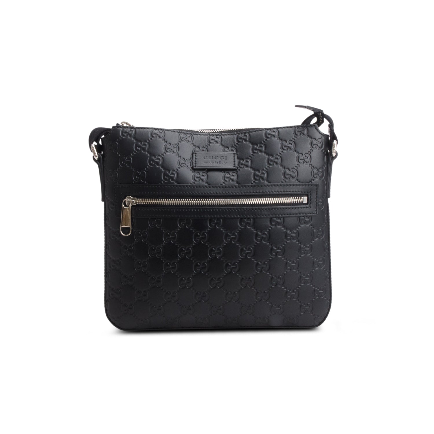 Gucci Black Signature Small Flat Messenger Bag