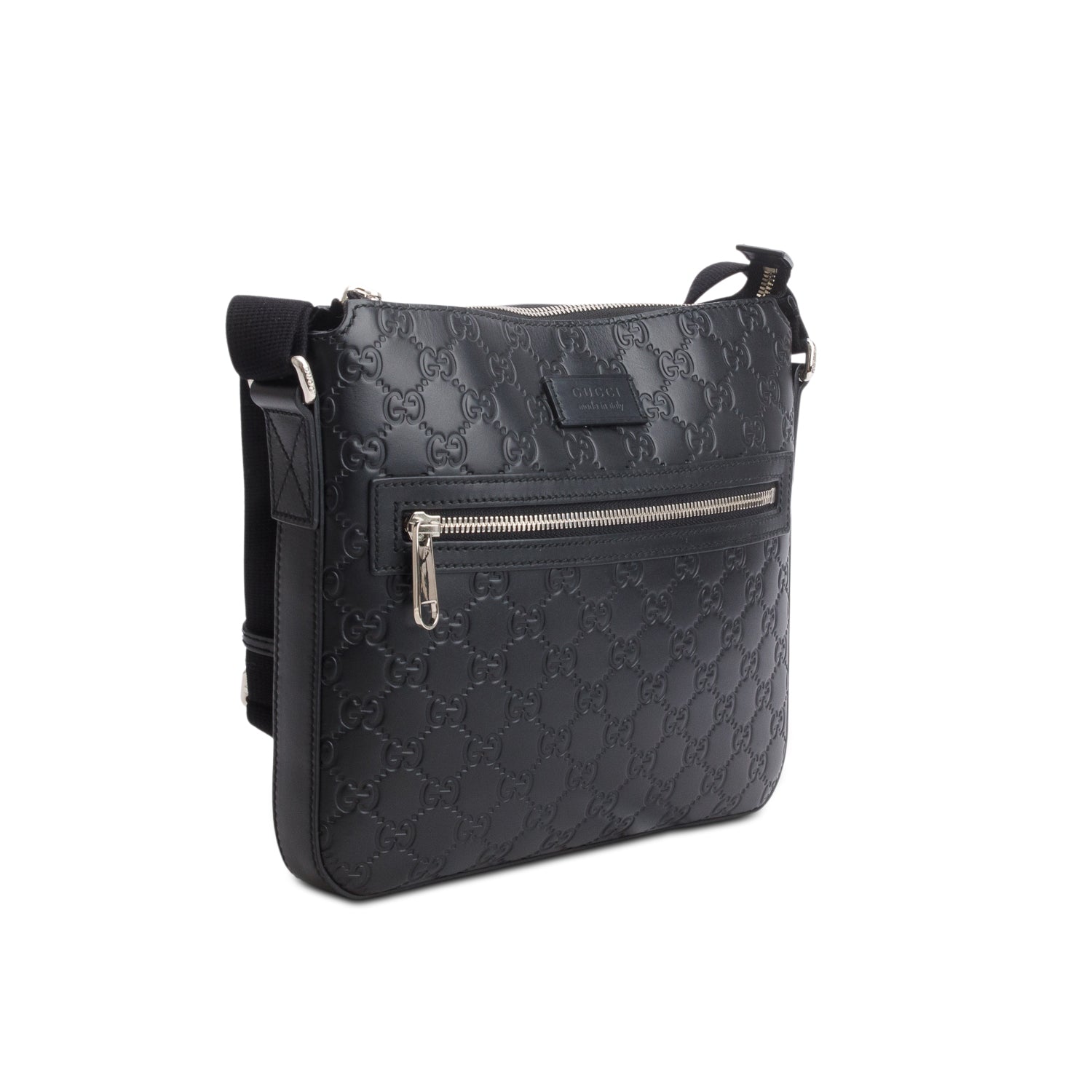 Gucci Black Signature Small Flat Messenger Bag
