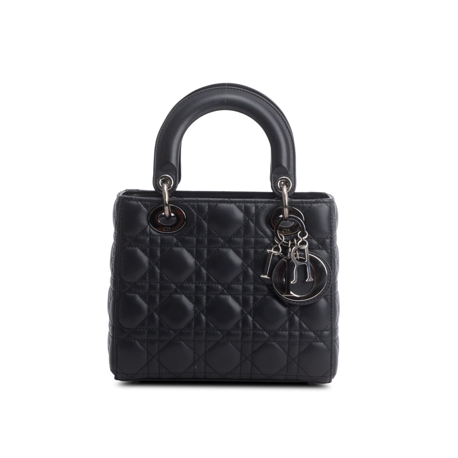 Christian Dior 2022 Black Cannage Lambskin Leather Small Lady Dior My ABCDior Bag w/ Strap