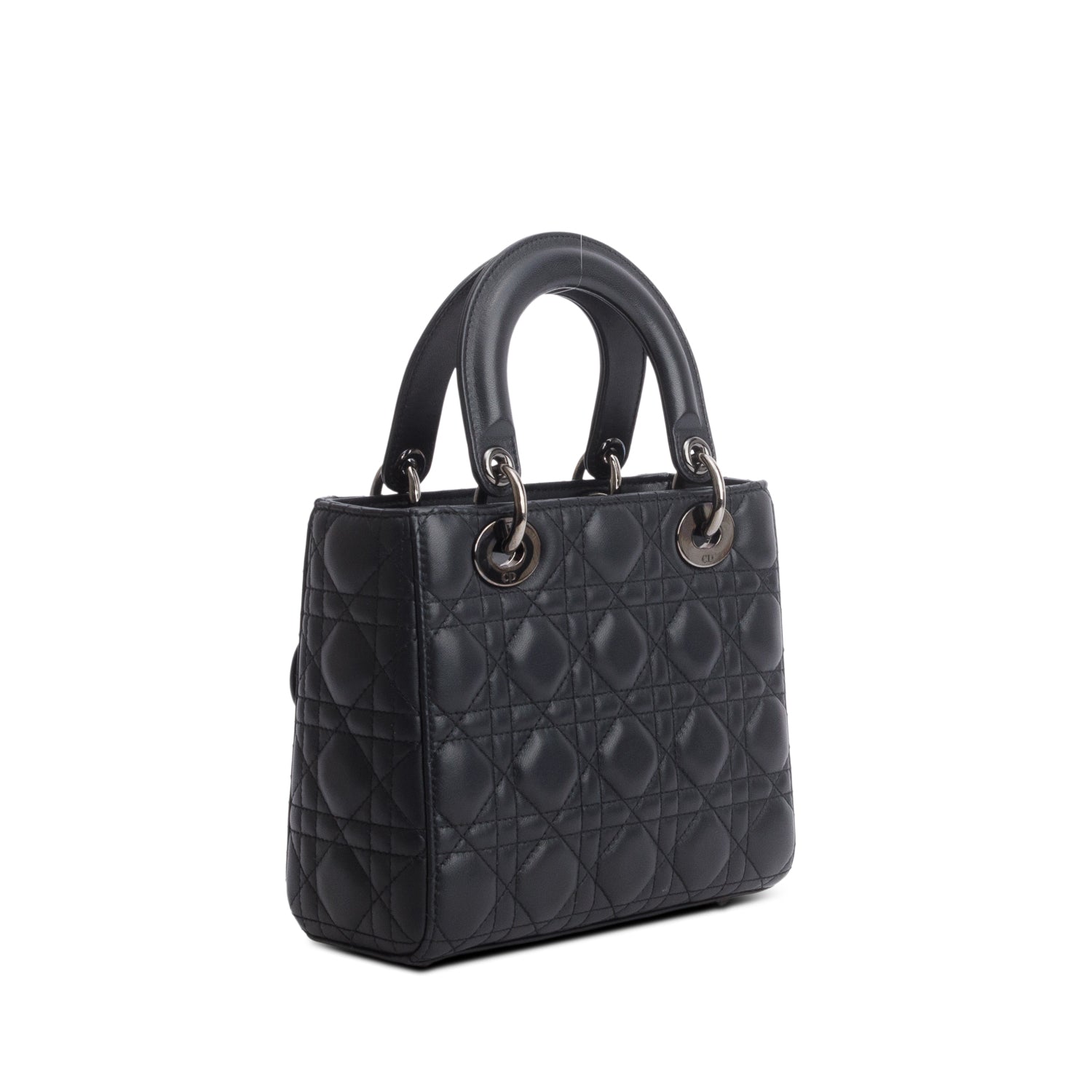 Christian Dior 2022 Black Cannage Lambskin Leather Small Lady Dior My ABCDior Bag w/ Strap