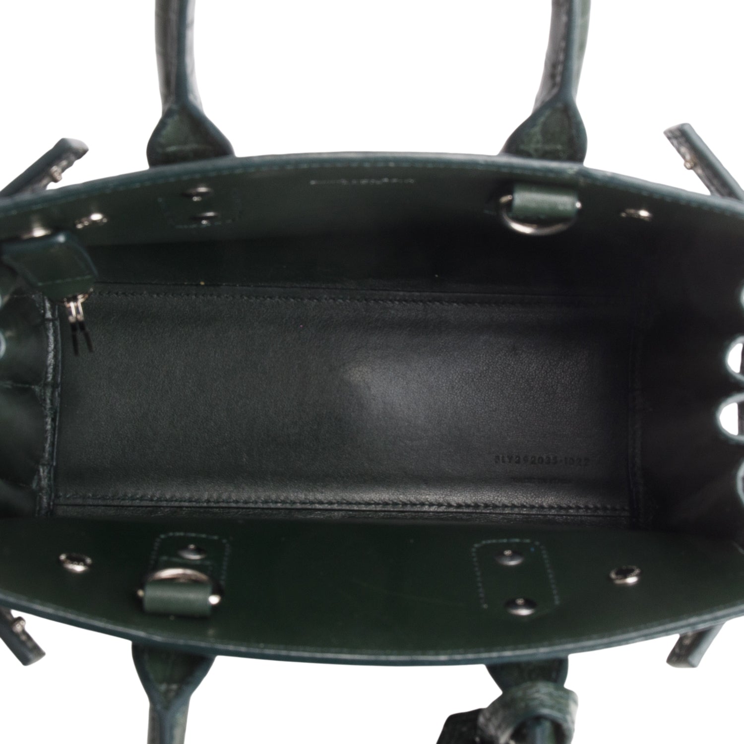 Saint Laurent 2022 Green Crocodile Embossed Leather Nano Sac De Jour w/ Strap