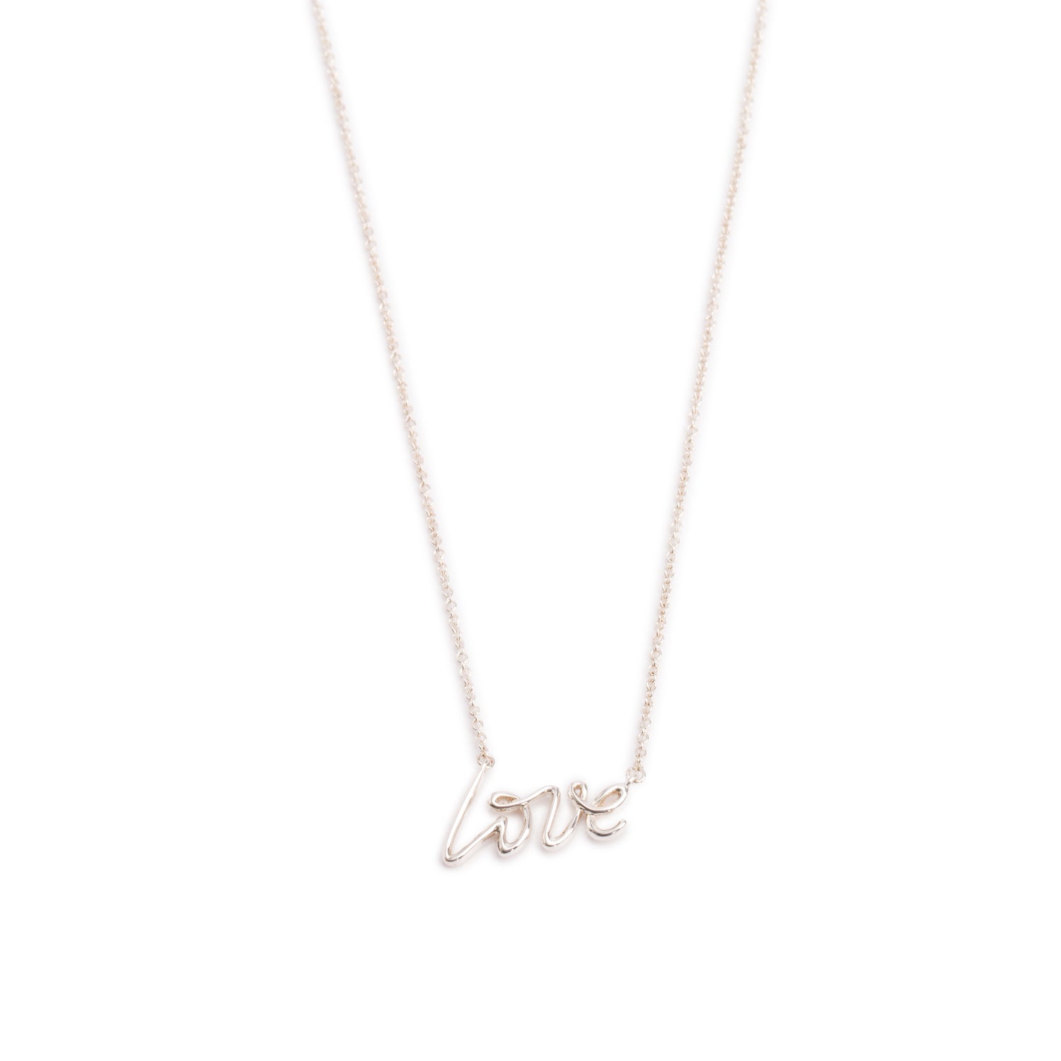Tiffany & Co. Paloma Picasso Sterling Silver Graffiti Love Pendant Necklace, Size Small