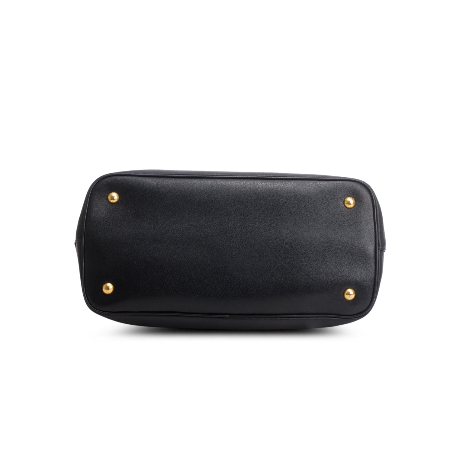 Prada Black Glace Calfskin Embossed Logo Tote w/ Strap